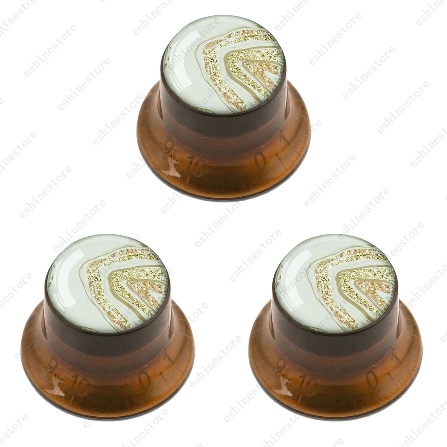 Guitar Reflector Knobs with Marble Texture Cap Top Hat Knob for Les Paul SG - 01