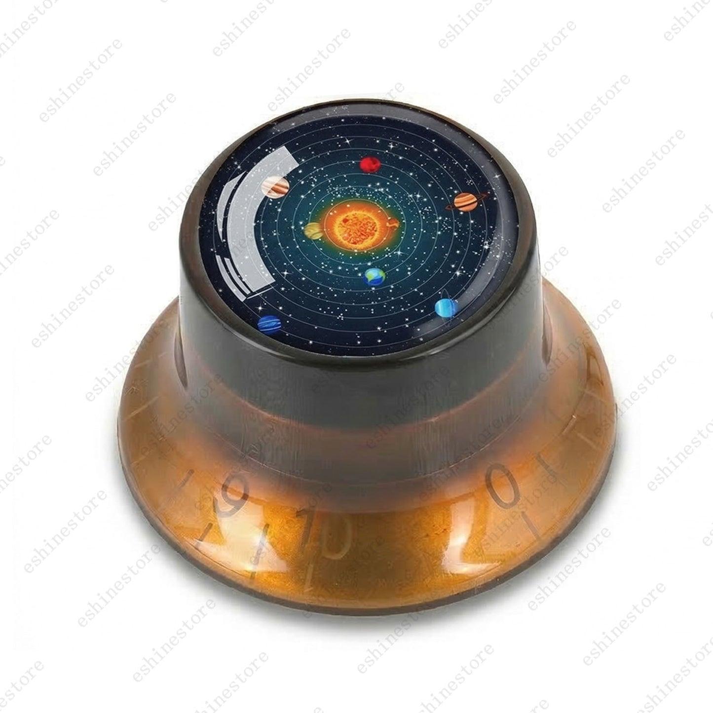 Guitar Reflector Knobs w/ Solar System Design Cap Top Hat Knobs for Les Paul SG