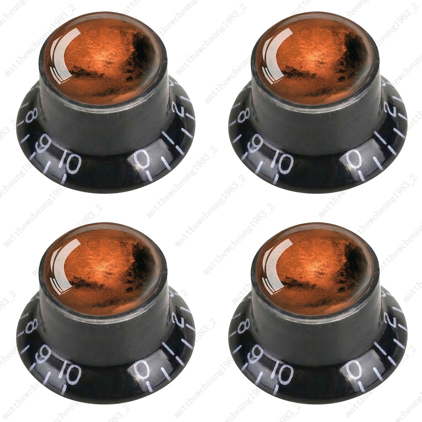4Pcs Black Guitar Reflector Knos For Les Paul SG -8 Solar System Pattern Option