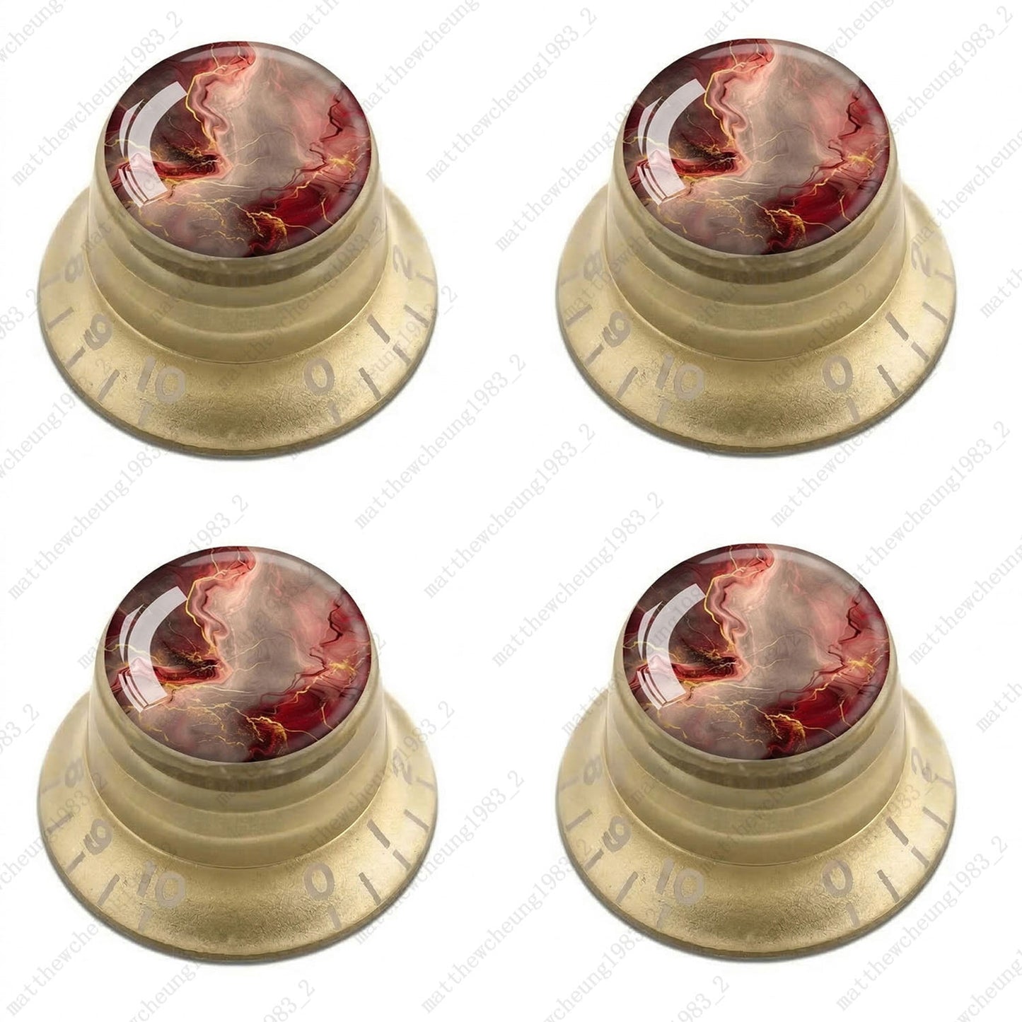 4Pcs Gold Guitar Reflector Knobs For Les Paul SG -10 Abstract Art Style Options