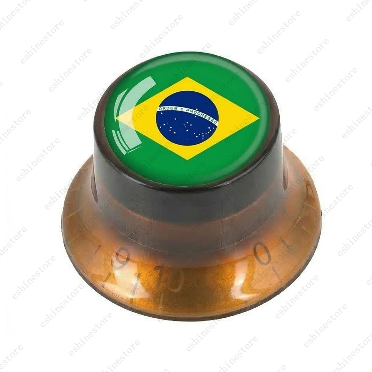 Guitar Reflector Knobs w/ Brazilian Flag Design Cap Top Hat Knob for Les Paul SG
