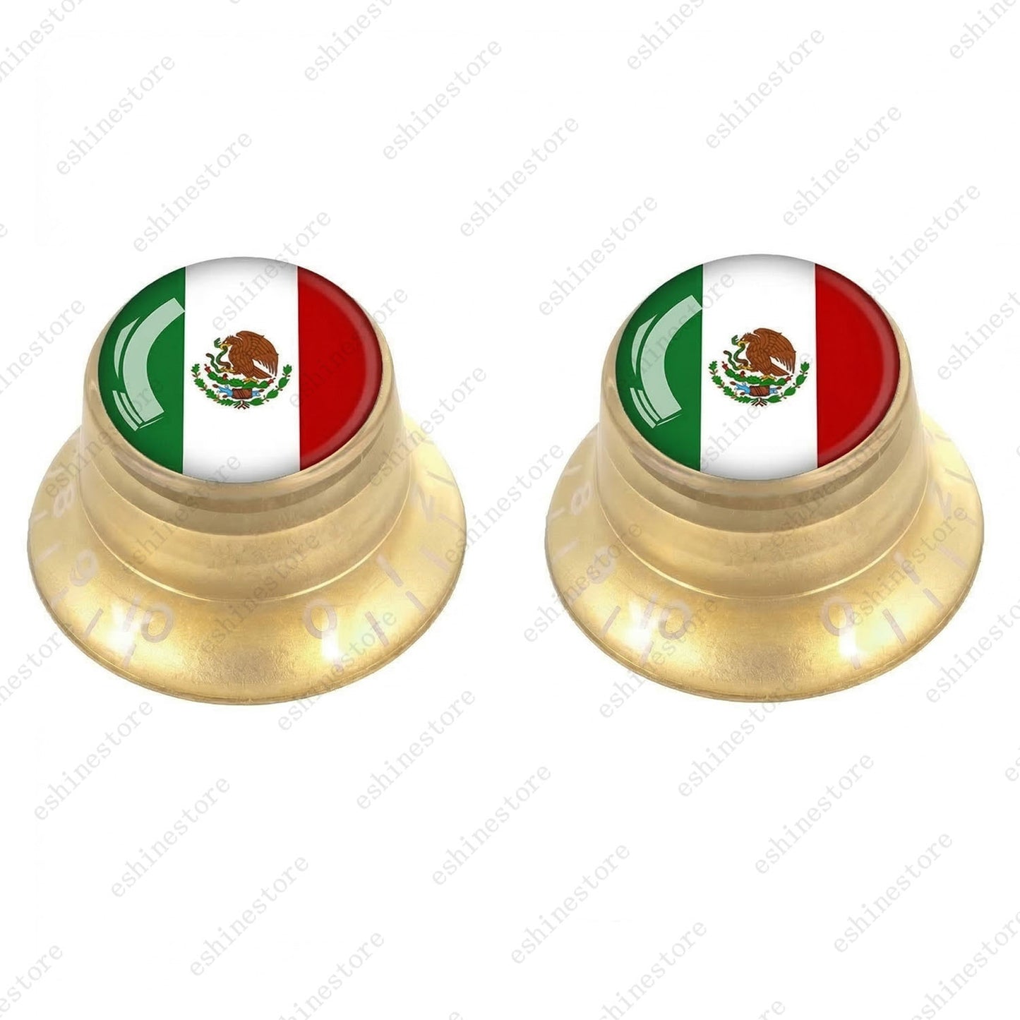 Guitar Reflector Knobs w/ Mexican Flag Design Cap Top Hat Knobs for Les Paul SG