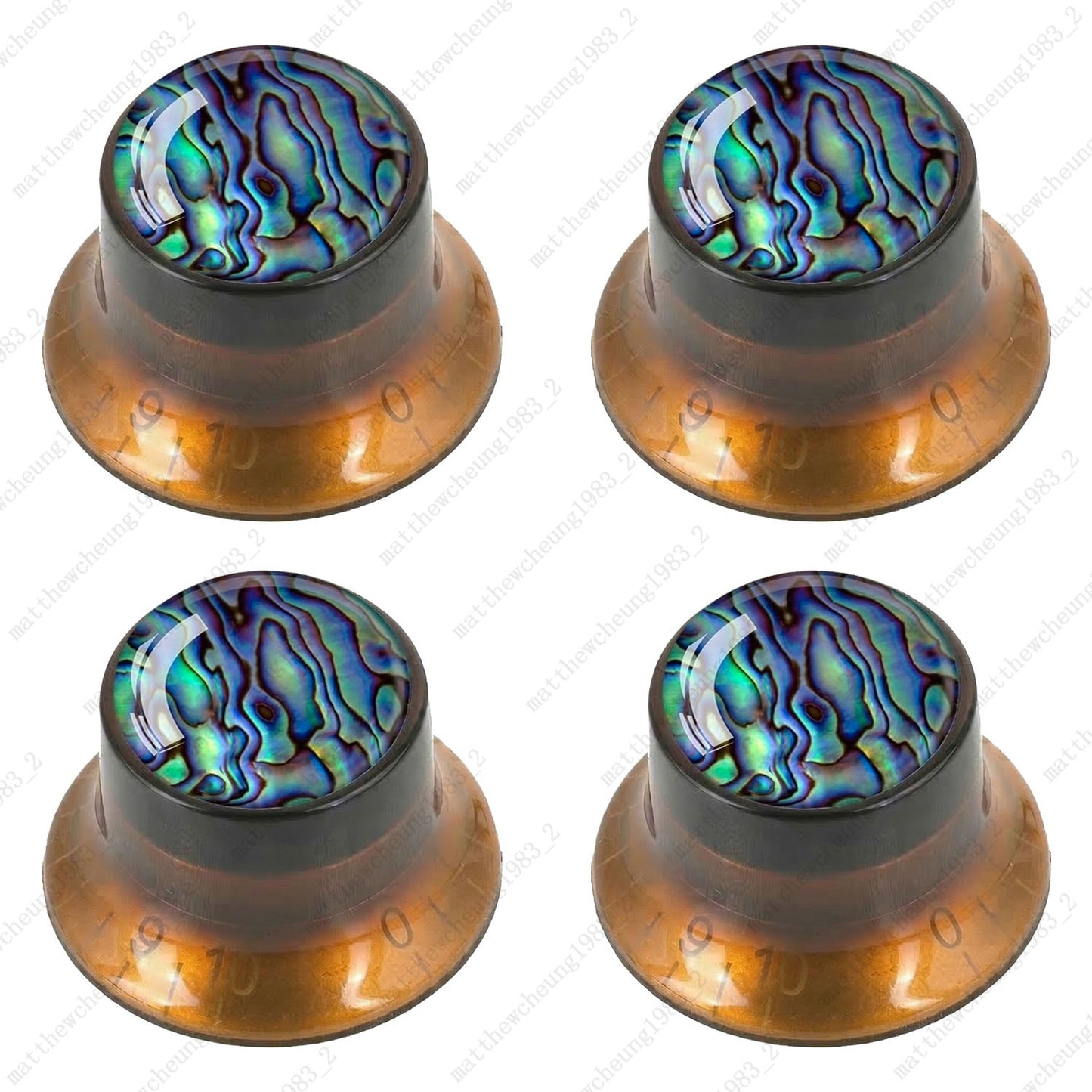 4Pcs Amber Guitar Reflector Knos For Les Paul SG -10 Seashell Pattern Options