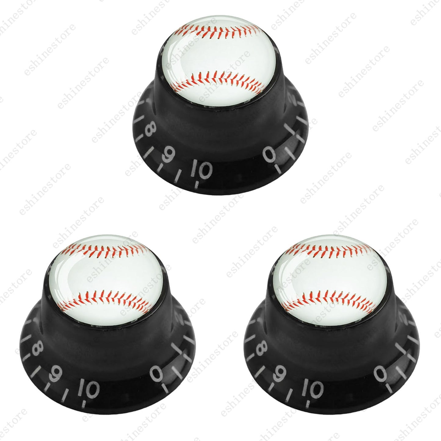 Guitar Reflector Knobs w/ White Baseball Design Cap Top Hat Knob for Les Paul SG