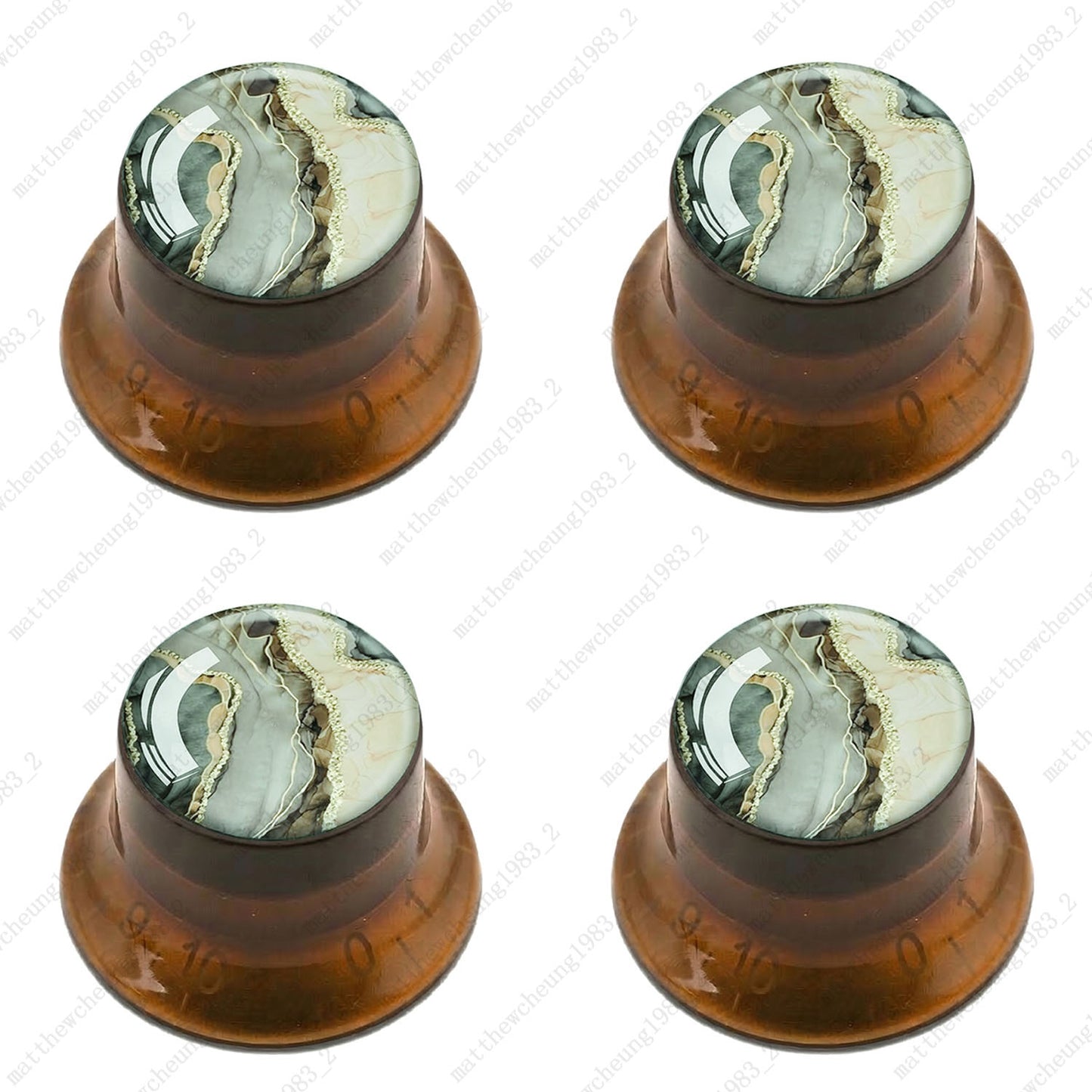 4Pcs Amber Guitar Reflector Knob For Les Paul SG -10 Marble Texture Style Option