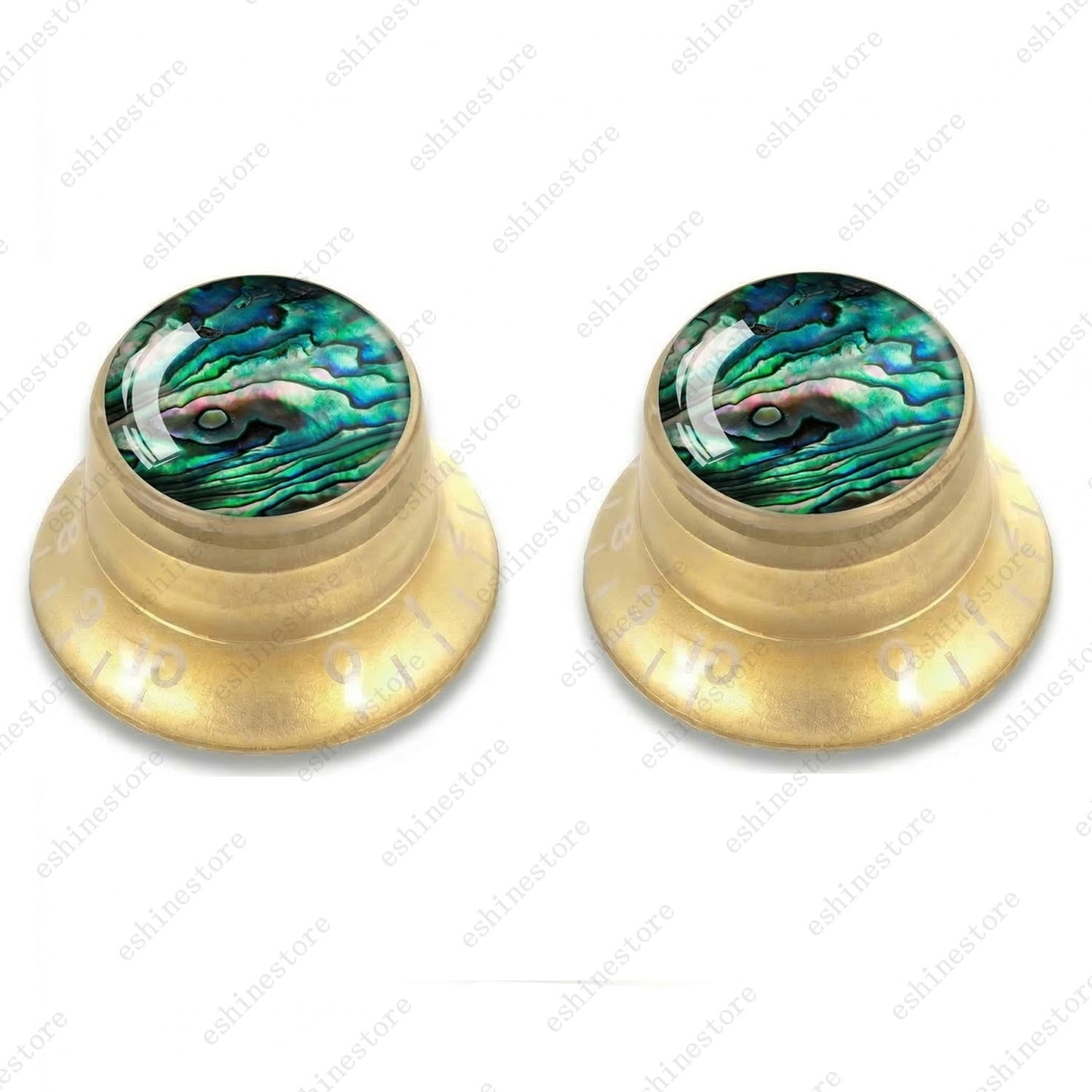 Guitar Reflector Knob with Seashell Pattern Cap Top Hat Knob for Les Paul SG -10