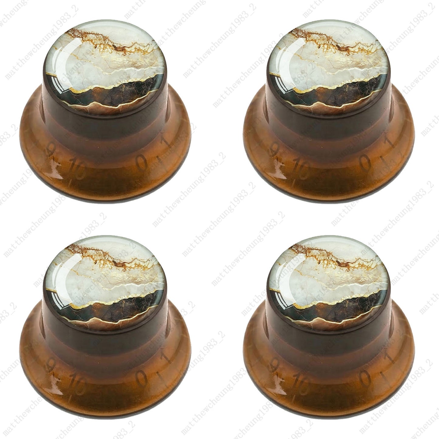 4Pcs Amber Guitar Reflector Knob For Les Paul SG -10 Marble Texture Style Option