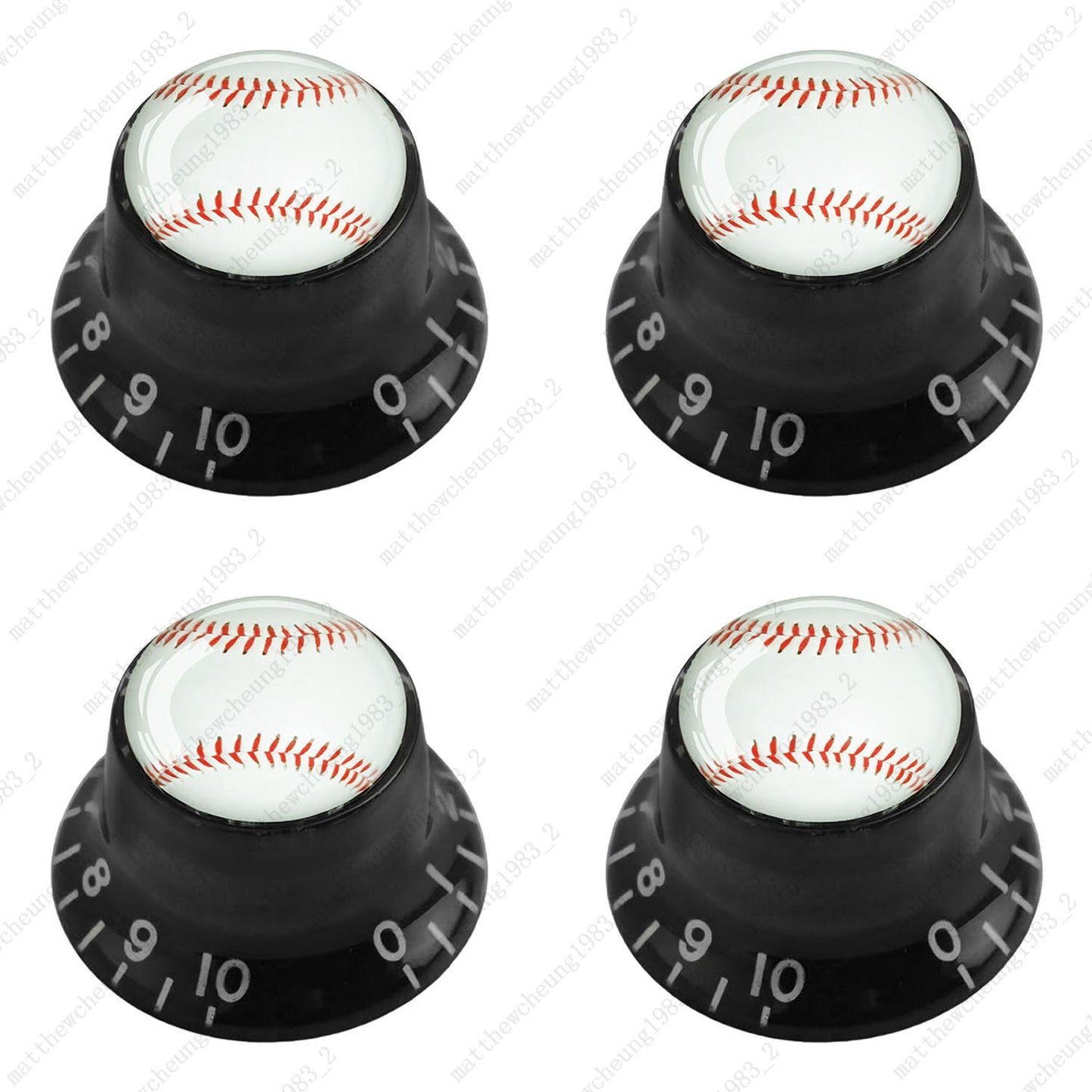 4Pcs Black Guitar Reflector Knobs For Les Paul SG  - 10 Ball Styles Available