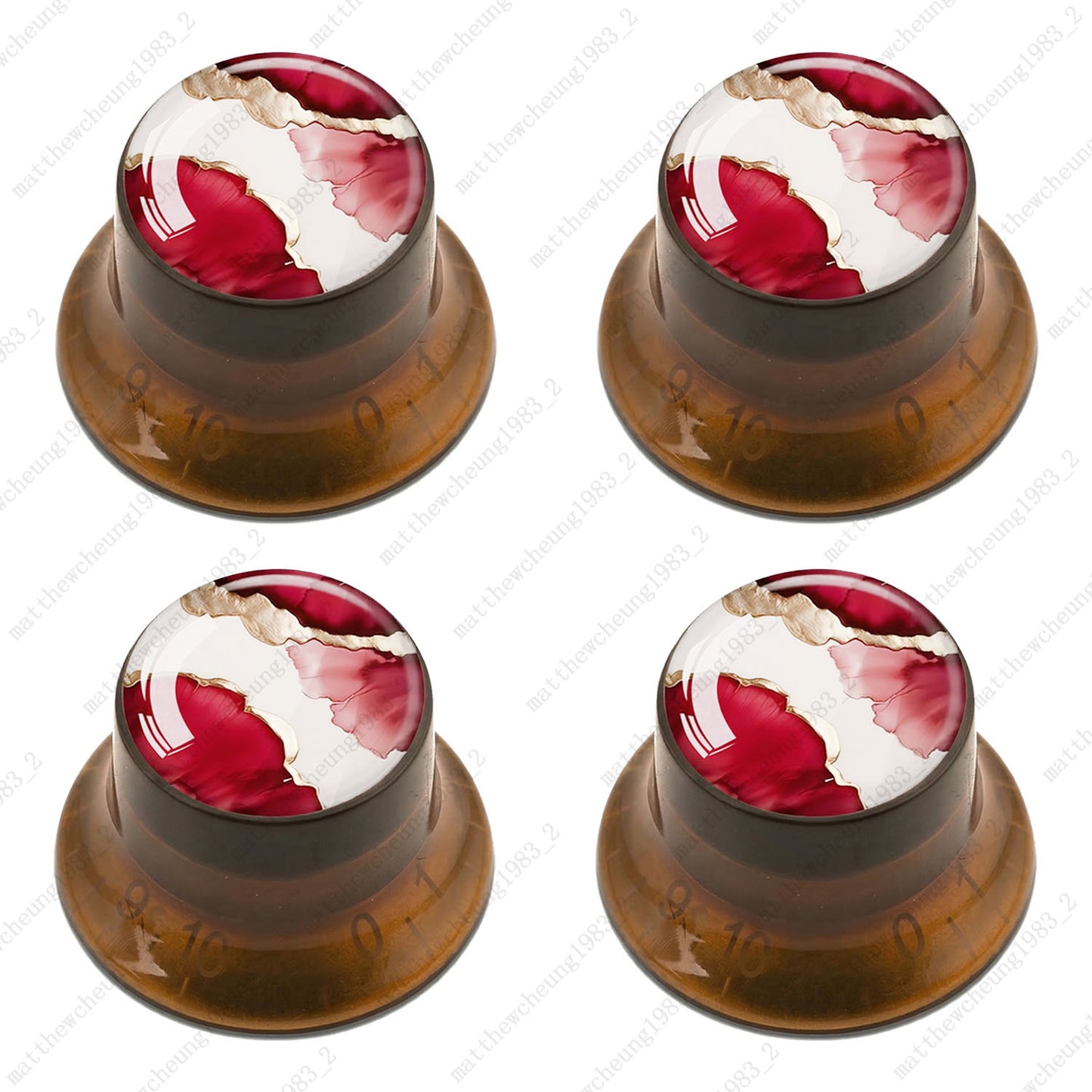 4Pcs Amber Guitar Reflector Knobs For Les Paul SG -10 Abstract Art Style Options