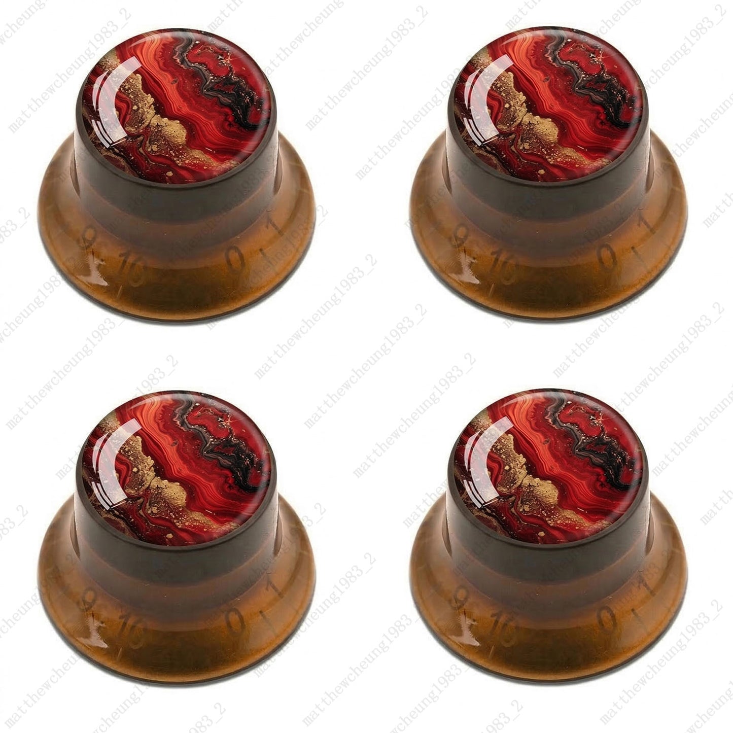 4Pcs Amber Guitar Reflector Knobs For Les Paul SG -10 Abstract Art Style Options
