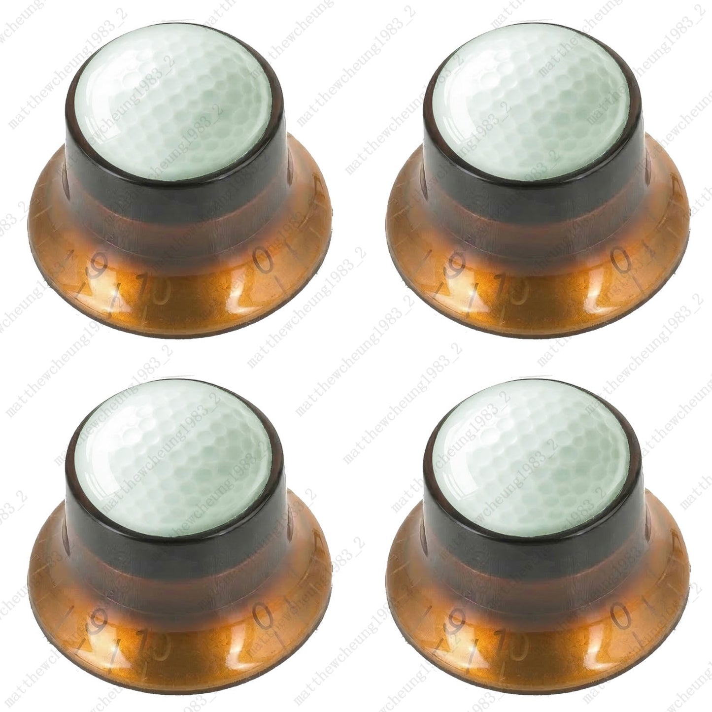 4Pcs Amber Guitar Reflector Knobs For Les Paul SG  - 10 Ball Styles Available