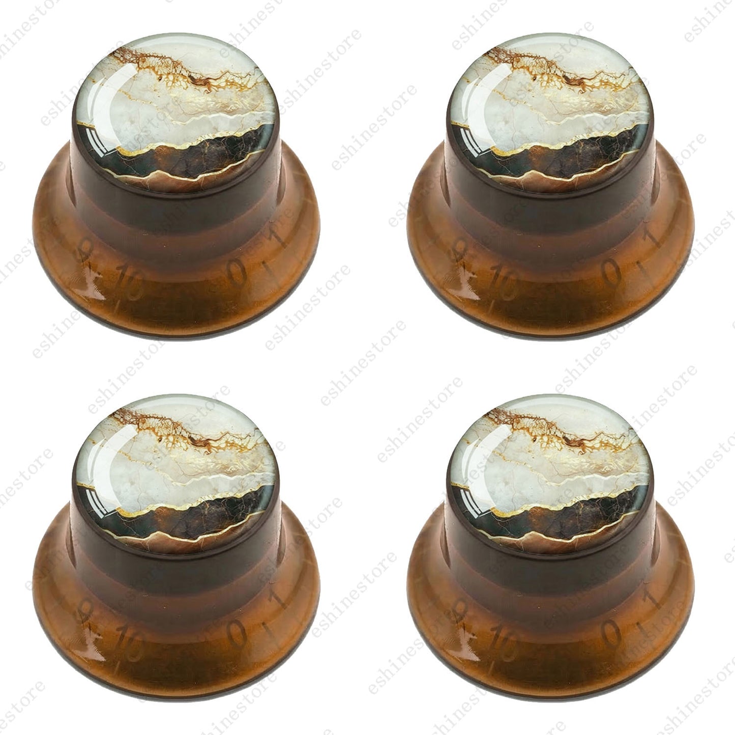 Guitar Reflector Knobs with Marble Texture Cap Top Hat Knob for Les Paul SG - 07