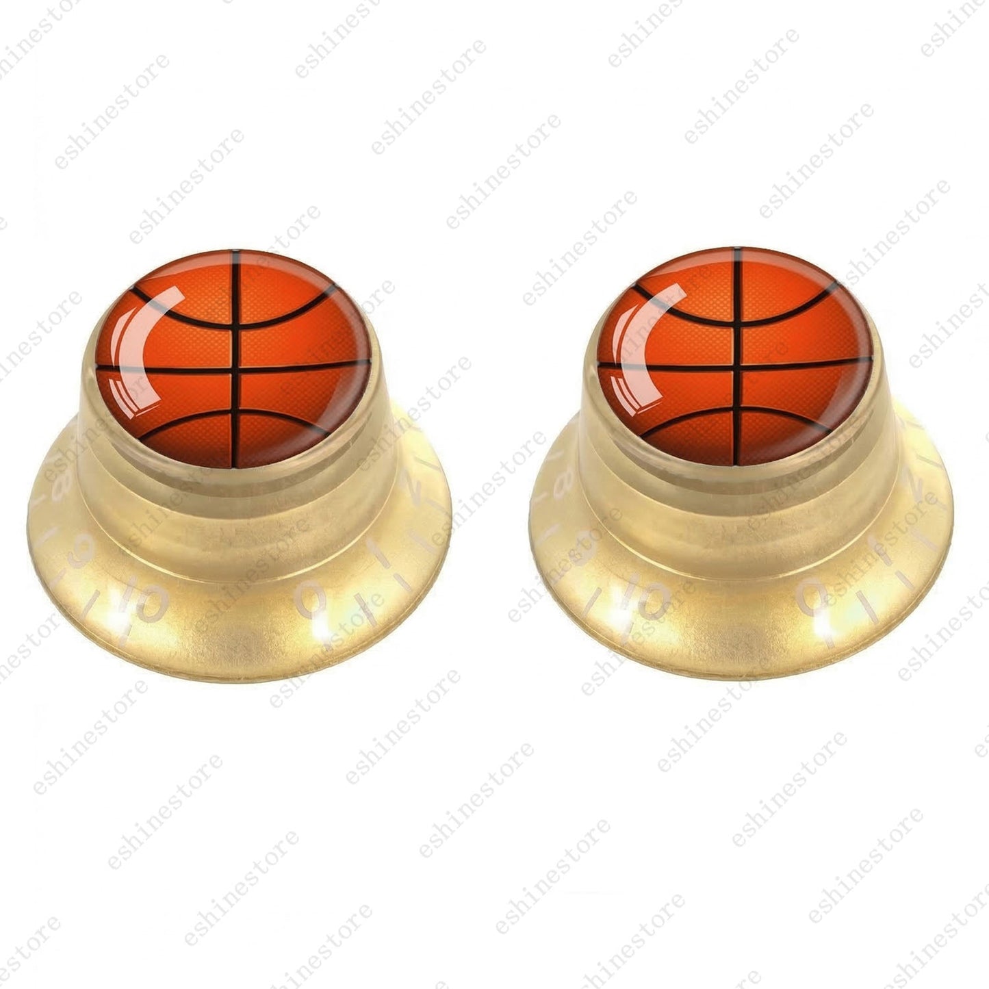 Guitar Reflector Knobs w/ Basketball Design Cap Top Hat Knobs for Les Paul SG