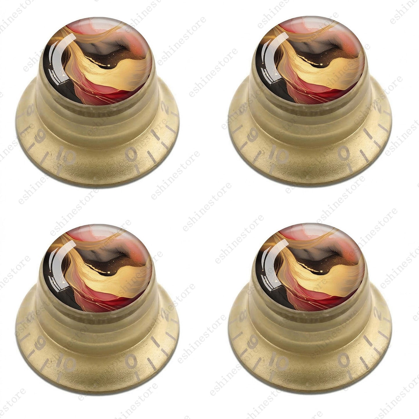 Guitar Reflector Knobs with Abstract Art Cap Top Hat Knobs for Les Paul SG - 02