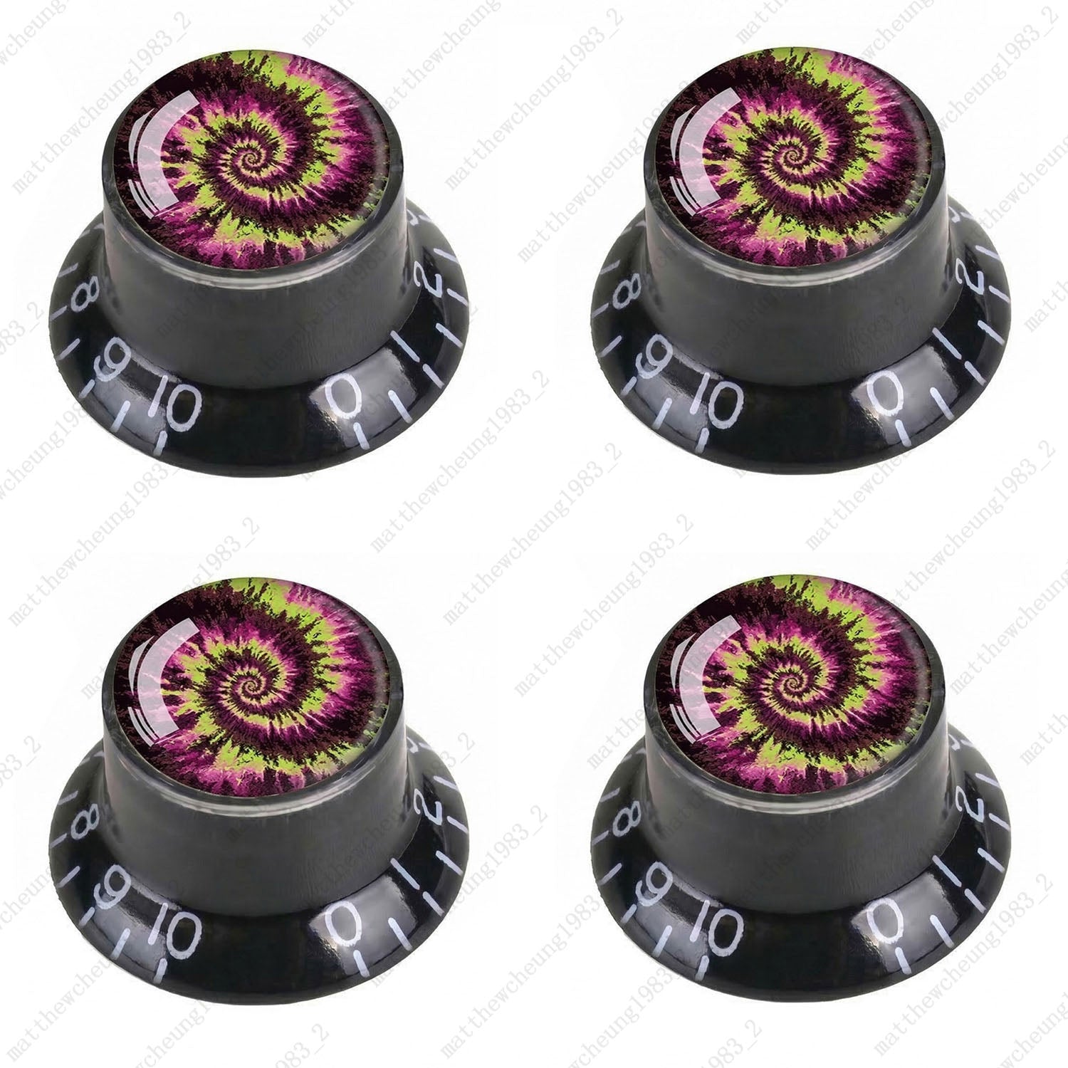 4Pcs Black Guitar Reflector Knob For Les Paul SG -10 Spiral Tie Dye Style Option