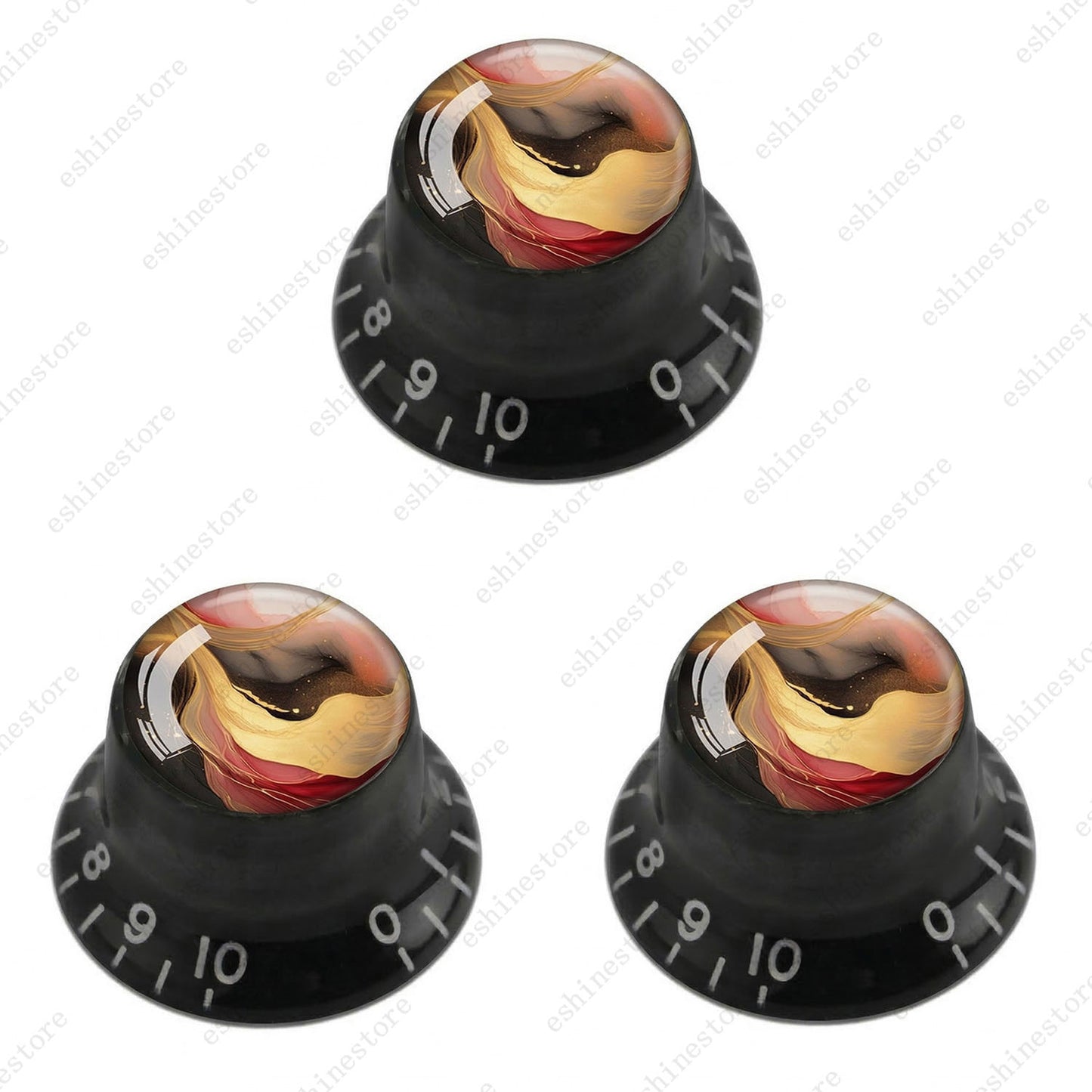 Guitar Reflector Knobs with Abstract Art Cap Top Hat Knobs for Les Paul SG - 02