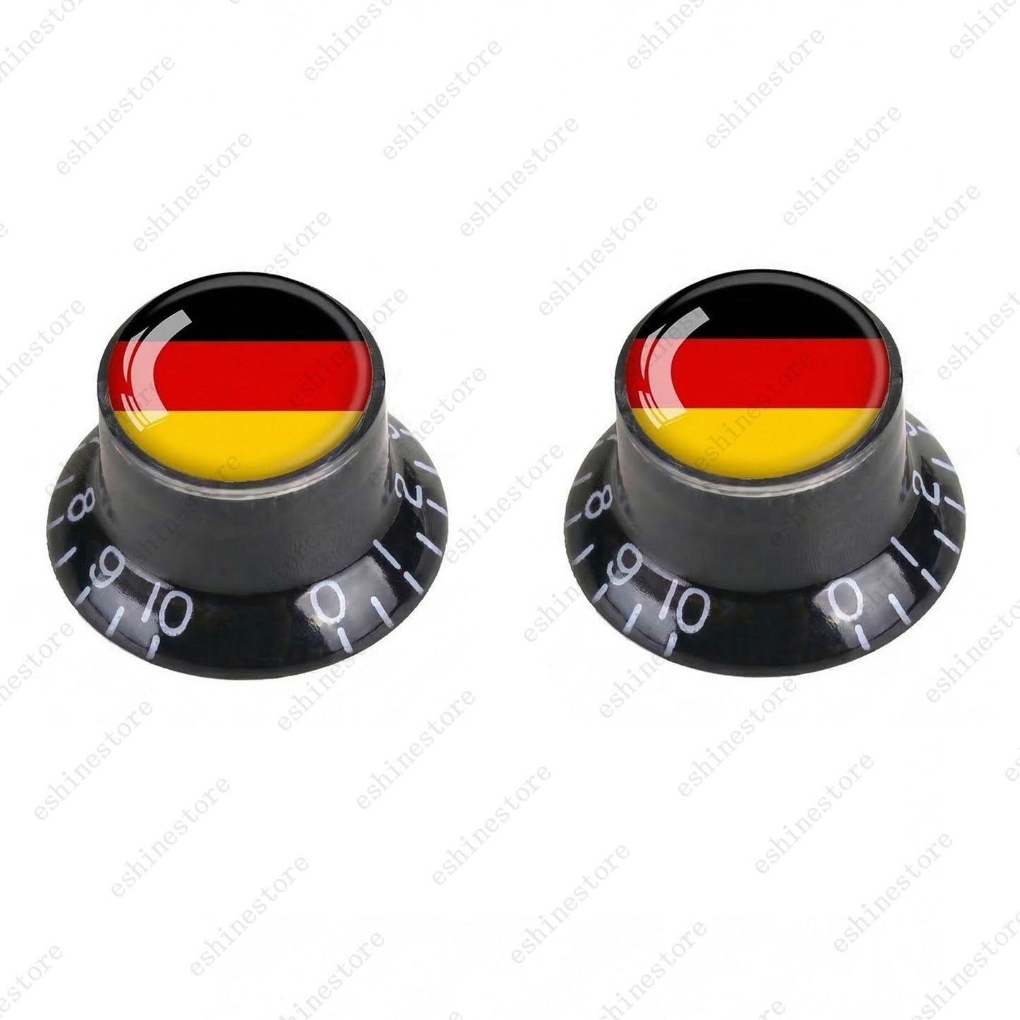 Guitar Reflector Knobs w/ Germany Flag Design Cap Top Hat Knobs for Les Paul SG