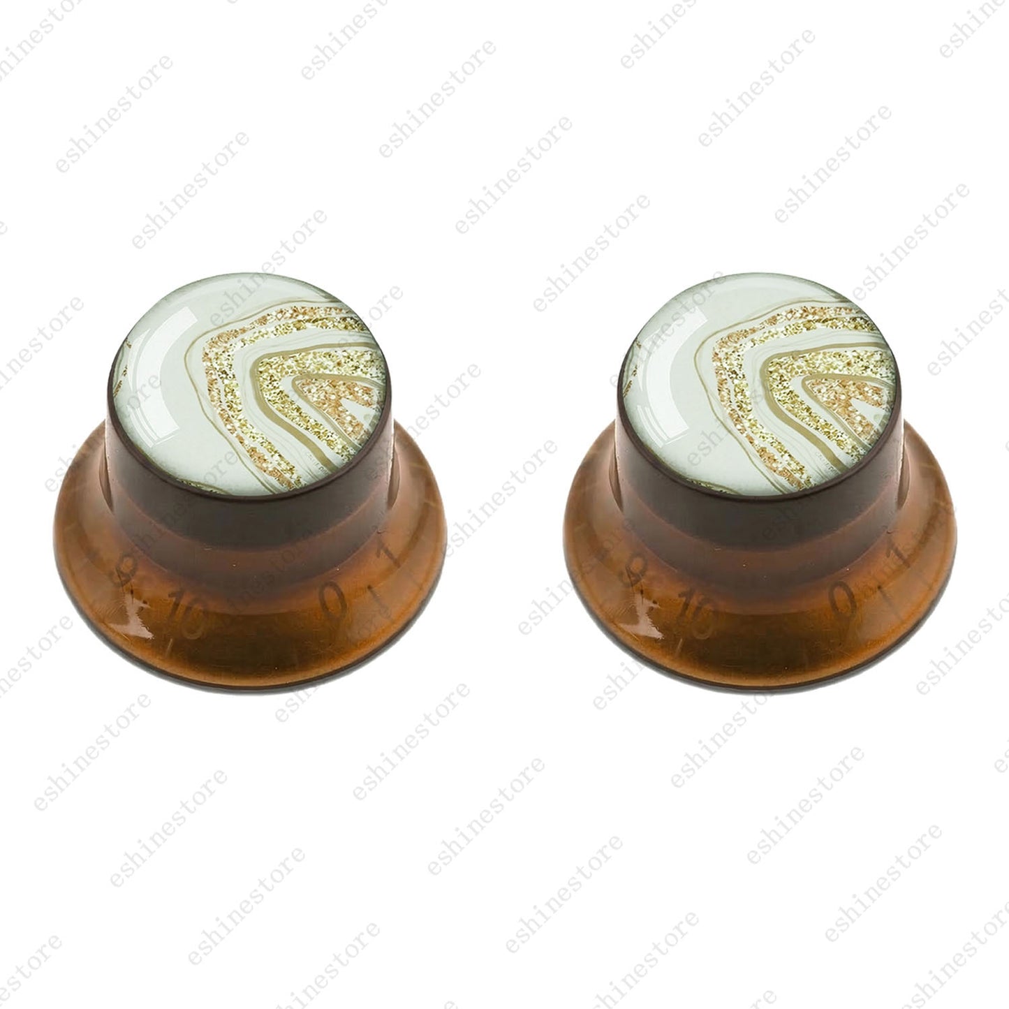 Guitar Reflector Knobs with Marble Texture Cap Top Hat Knob for Les Paul SG - 01
