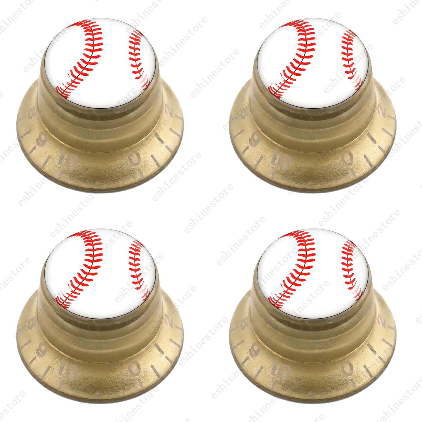 Guitar Reflector Knobs w/ Baseball Design Cap Top Hat Knobs for Les Paul SG