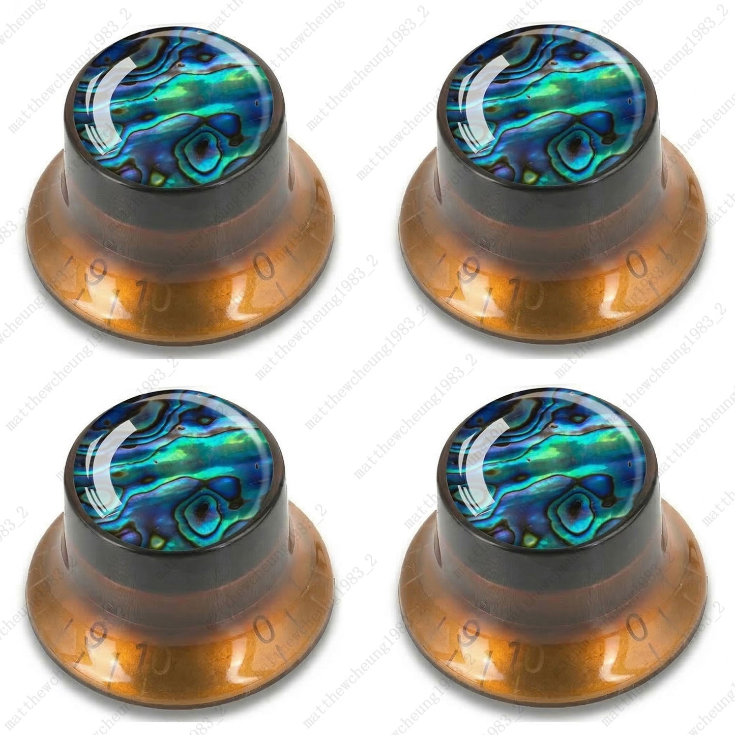 4Pcs Amber Guitar Reflector Knos For Les Paul SG -10 Seashell Pattern Options