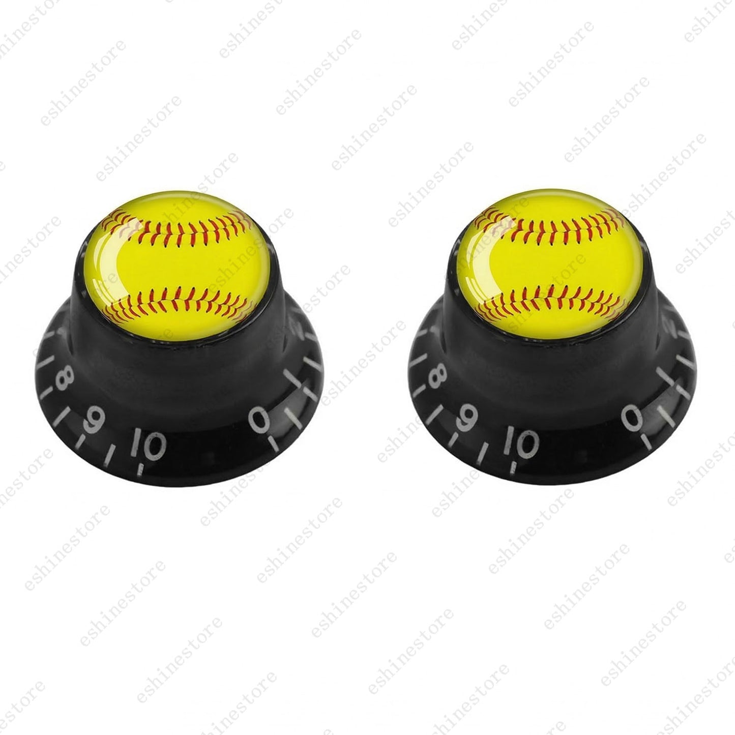 Guitar Reflector Knob w/ Yellow Baseball Design Cap Top Hat Knob for Les Paul SG