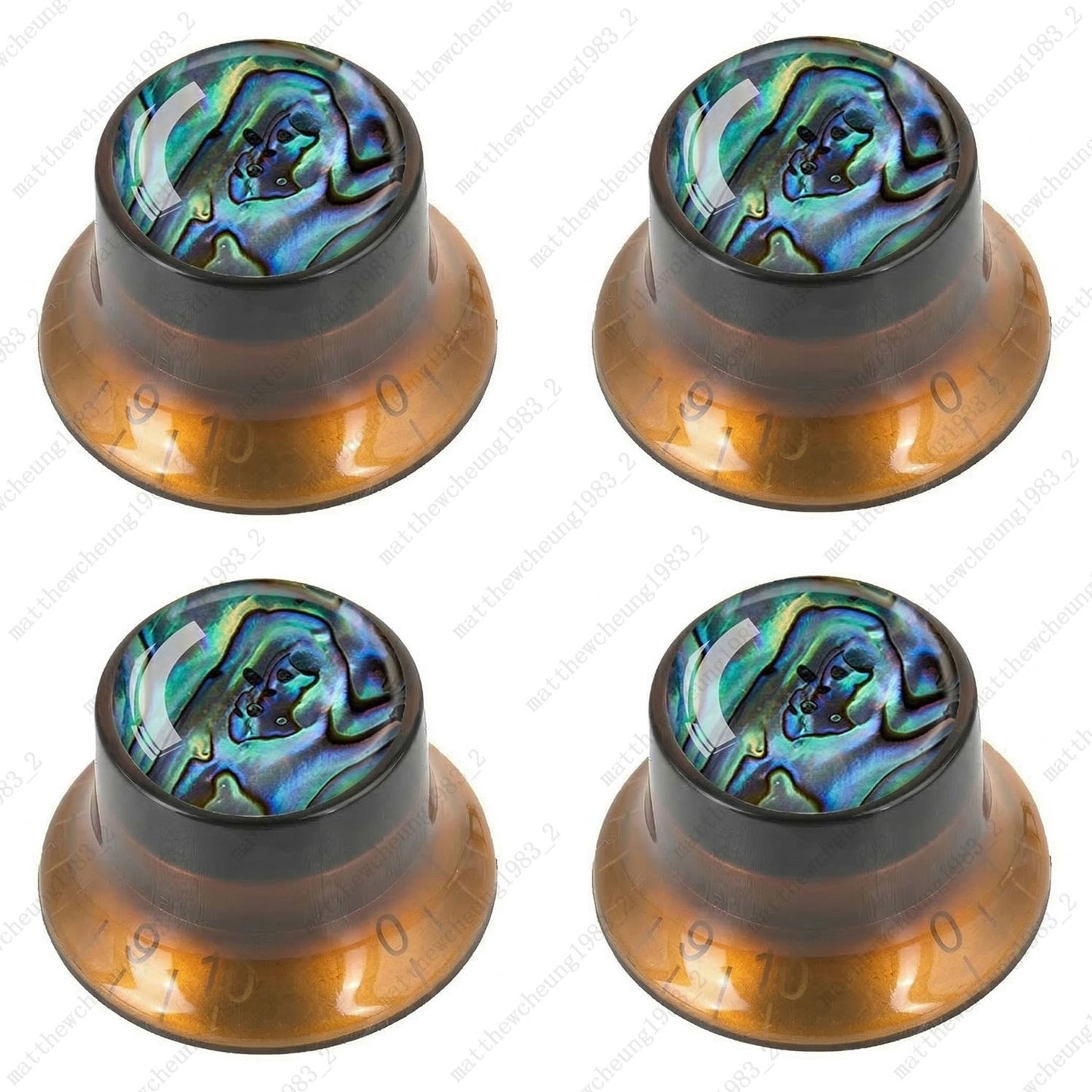 4Pcs Amber Guitar Reflector Knos For Les Paul SG -10 Seashell Pattern Options