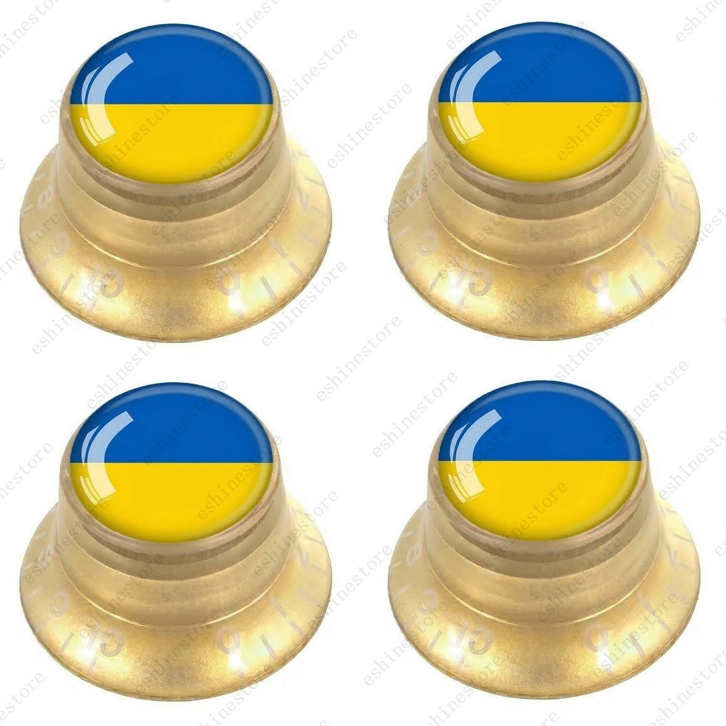Guitar Reflector Knobs w/ Ukrainian Flag Design Cap Top Hat Knob for Les Paul SG