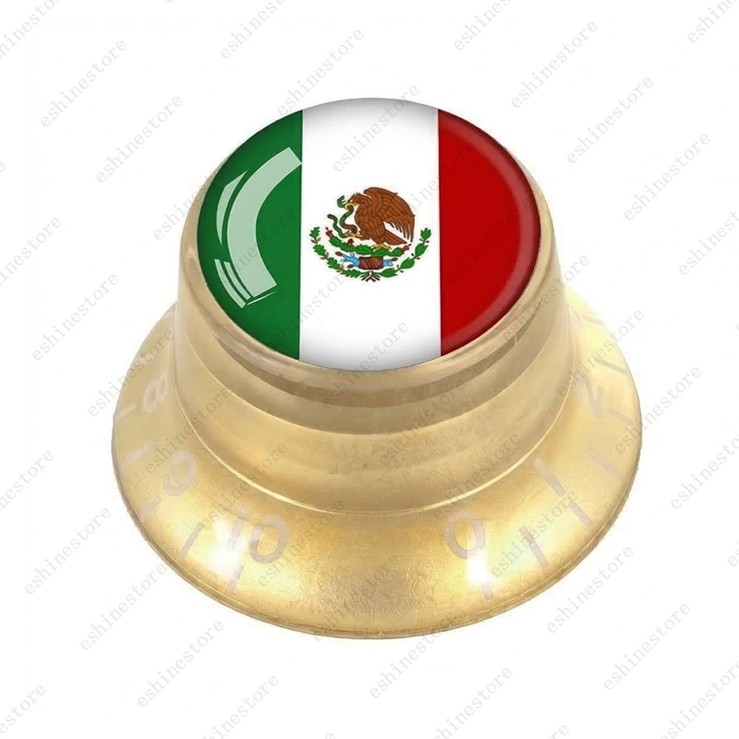 Guitar Reflector Knobs w/ Mexican Flag Design Cap Top Hat Knobs for Les Paul SG