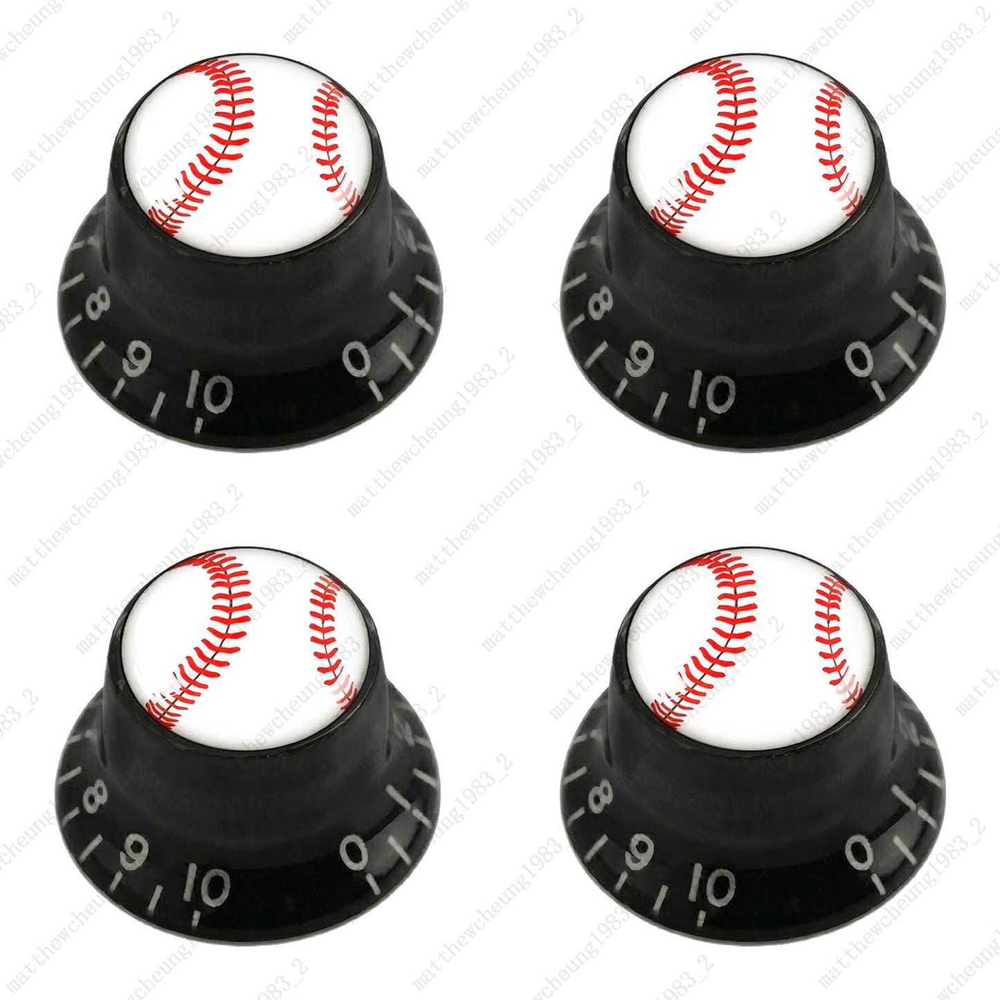 4Pcs Black Guitar Reflector Knobs For Les Paul SG  - 10 Ball Styles Available