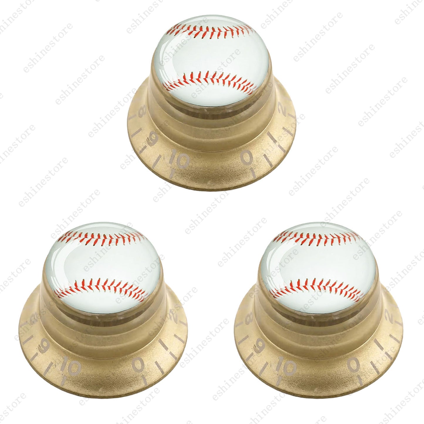 Guitar Reflector Knobs w/ White Baseball Design Cap Top Hat Knob for Les Paul SG