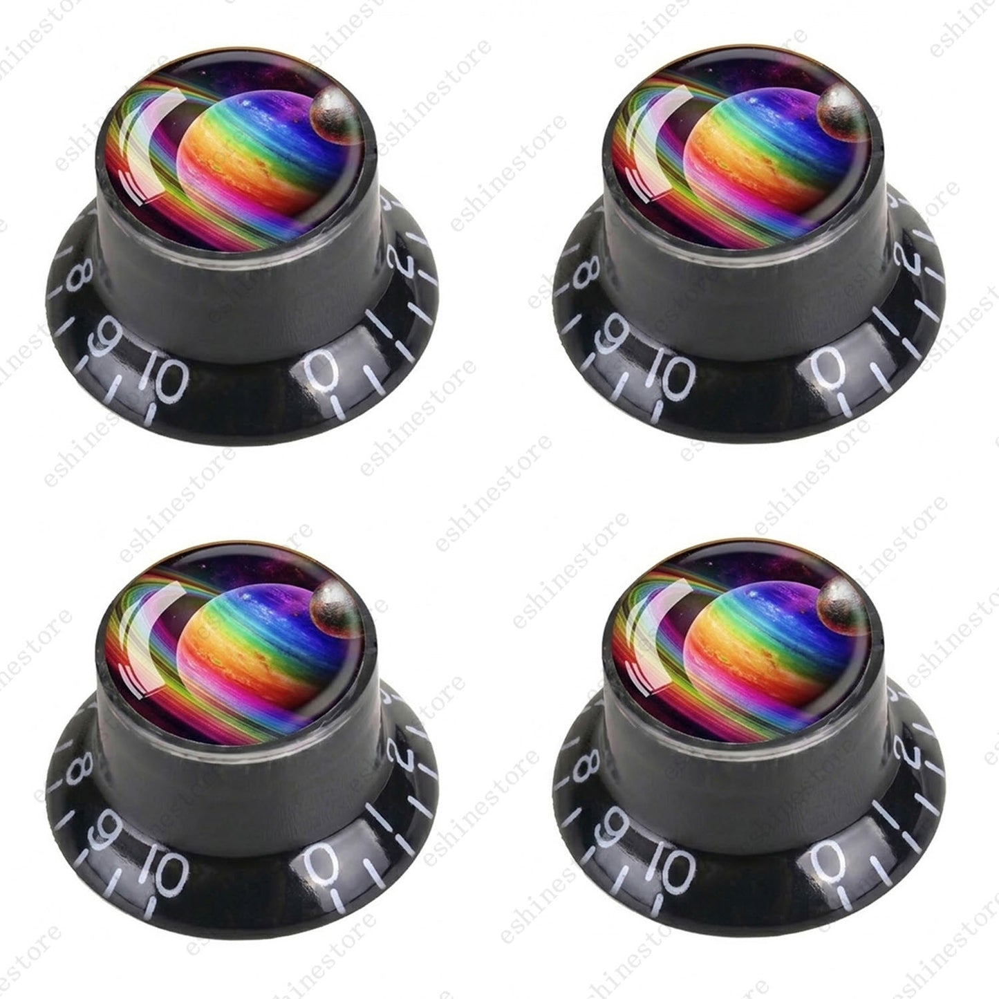 Guitar Reflector Knobs w/ Rainbow Ball Design Cap Top Hat Knobs for Les Paul SG