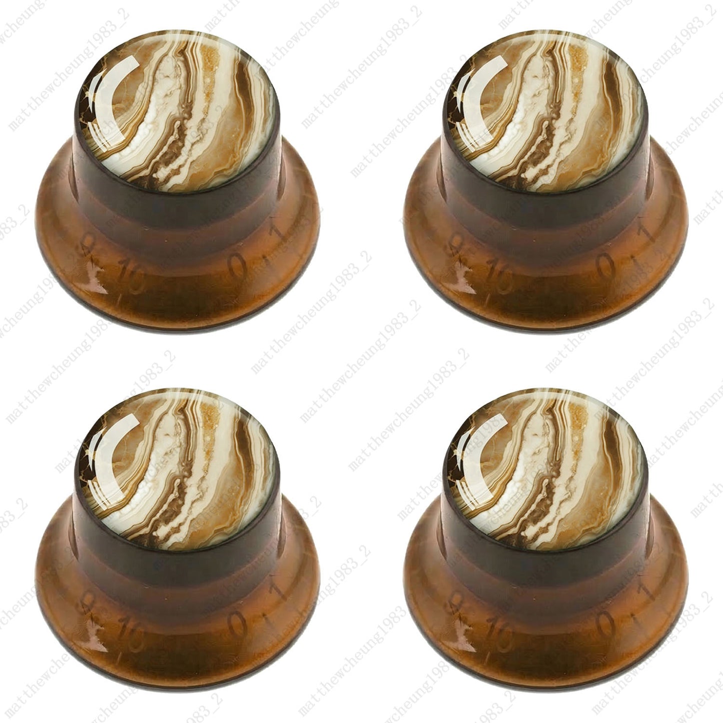 4Pcs Amber Guitar Reflector Knob For Les Paul SG -10 Marble Texture Style Option
