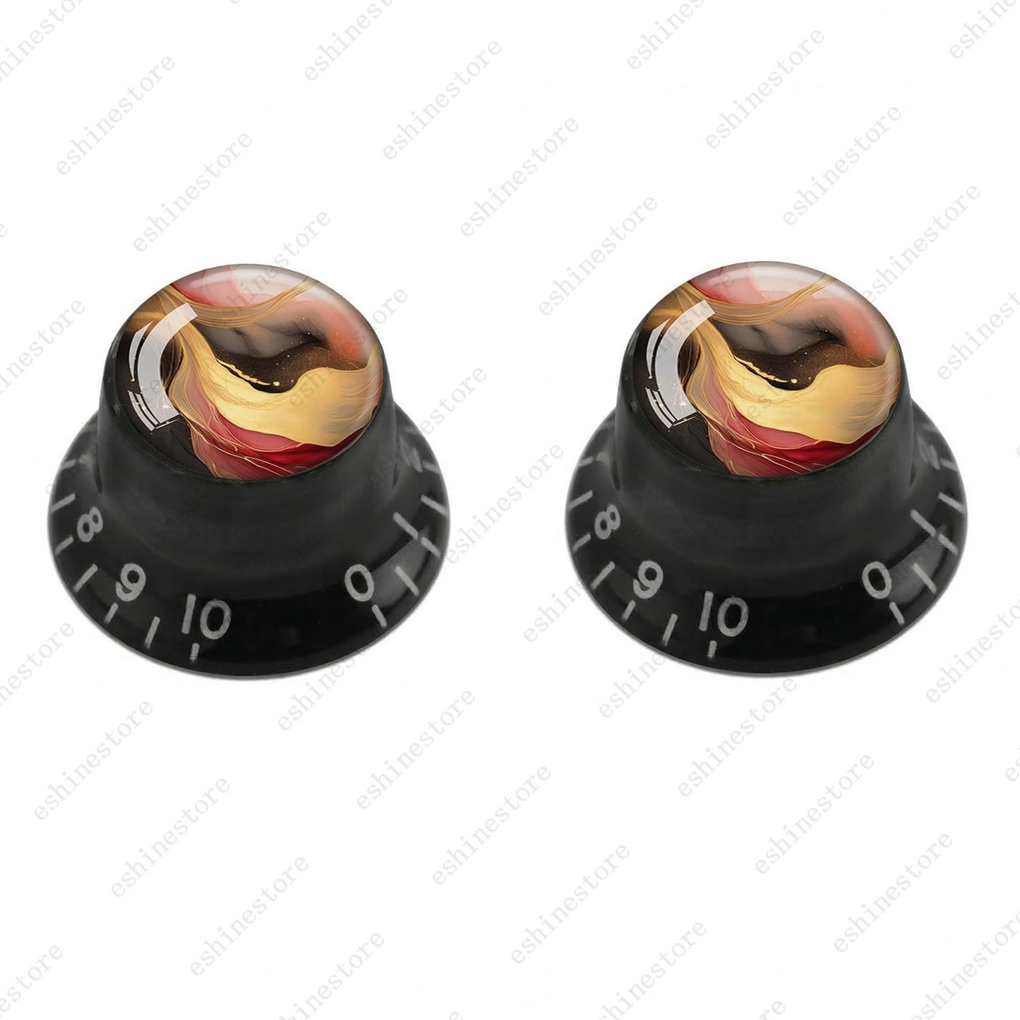 Guitar Reflector Knobs with Abstract Art Cap Top Hat Knobs for Les Paul SG - 02