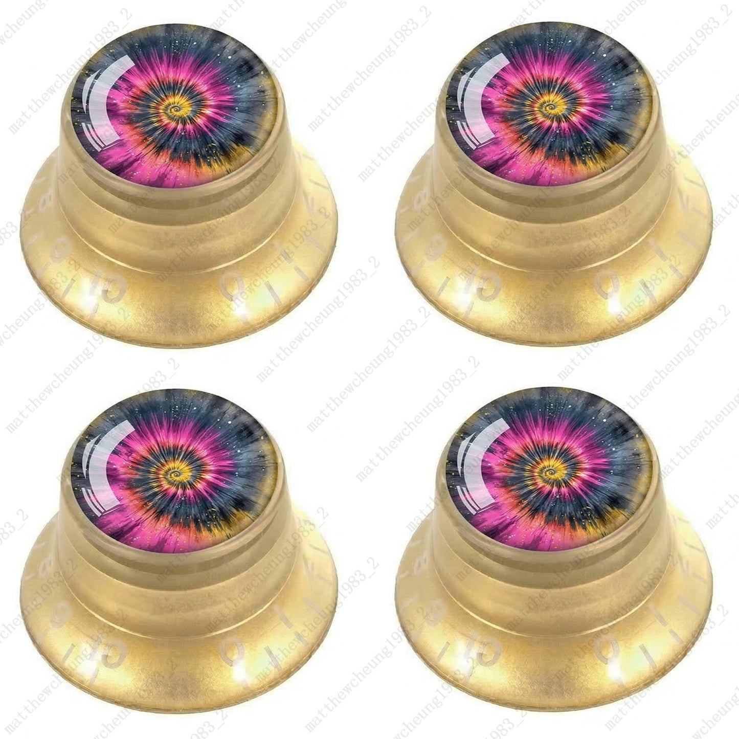 4Pcs Gold Guitar Reflector Knob For Les Paul SG -10 Spiral Tie Dye Style Option