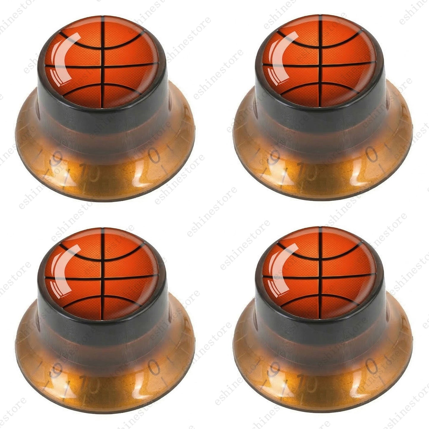 Guitar Reflector Knobs w/ Basketball Design Cap Top Hat Knobs for Les Paul SG
