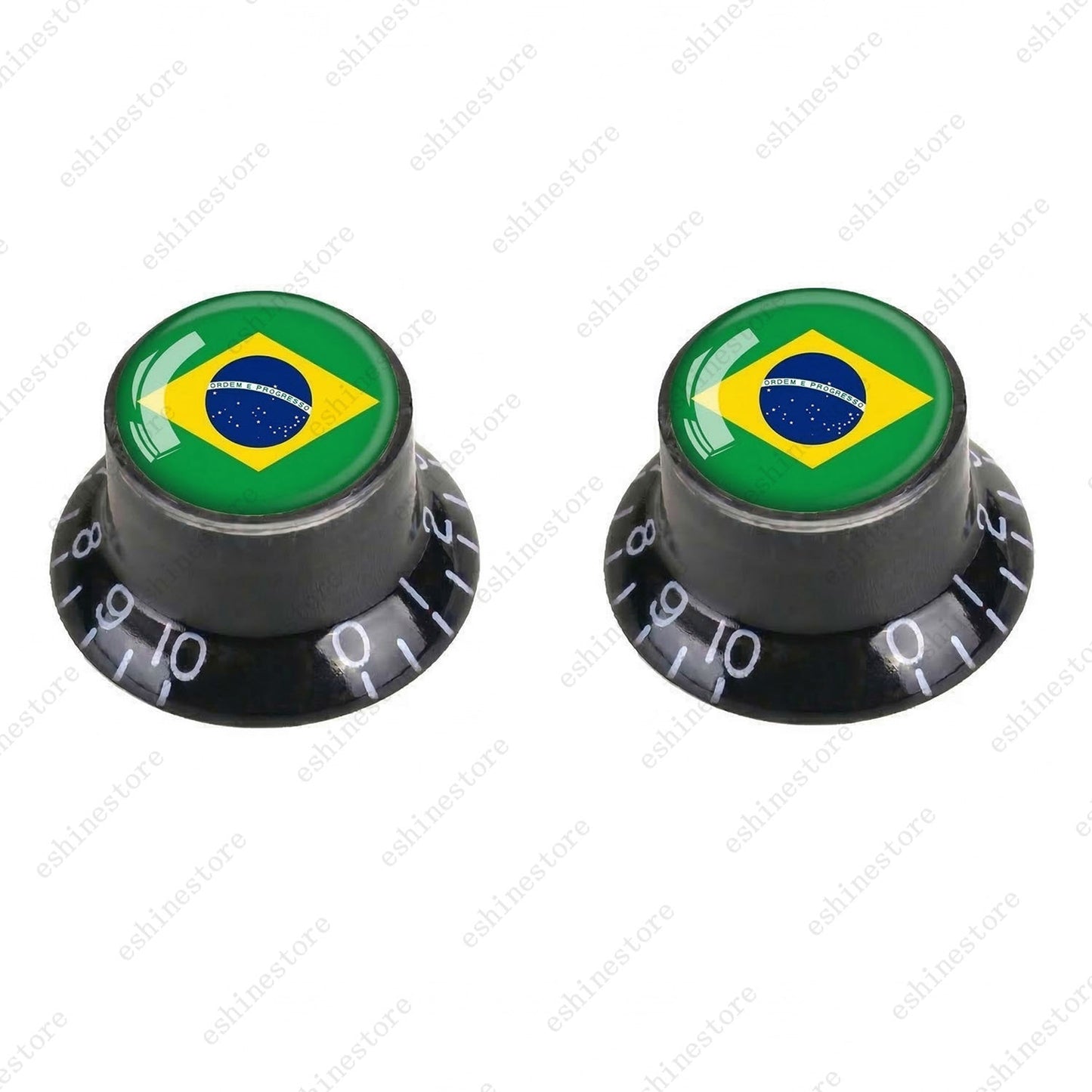 Guitar Reflector Knobs w/ Brazilian Flag Design Cap Top Hat Knob for Les Paul SG