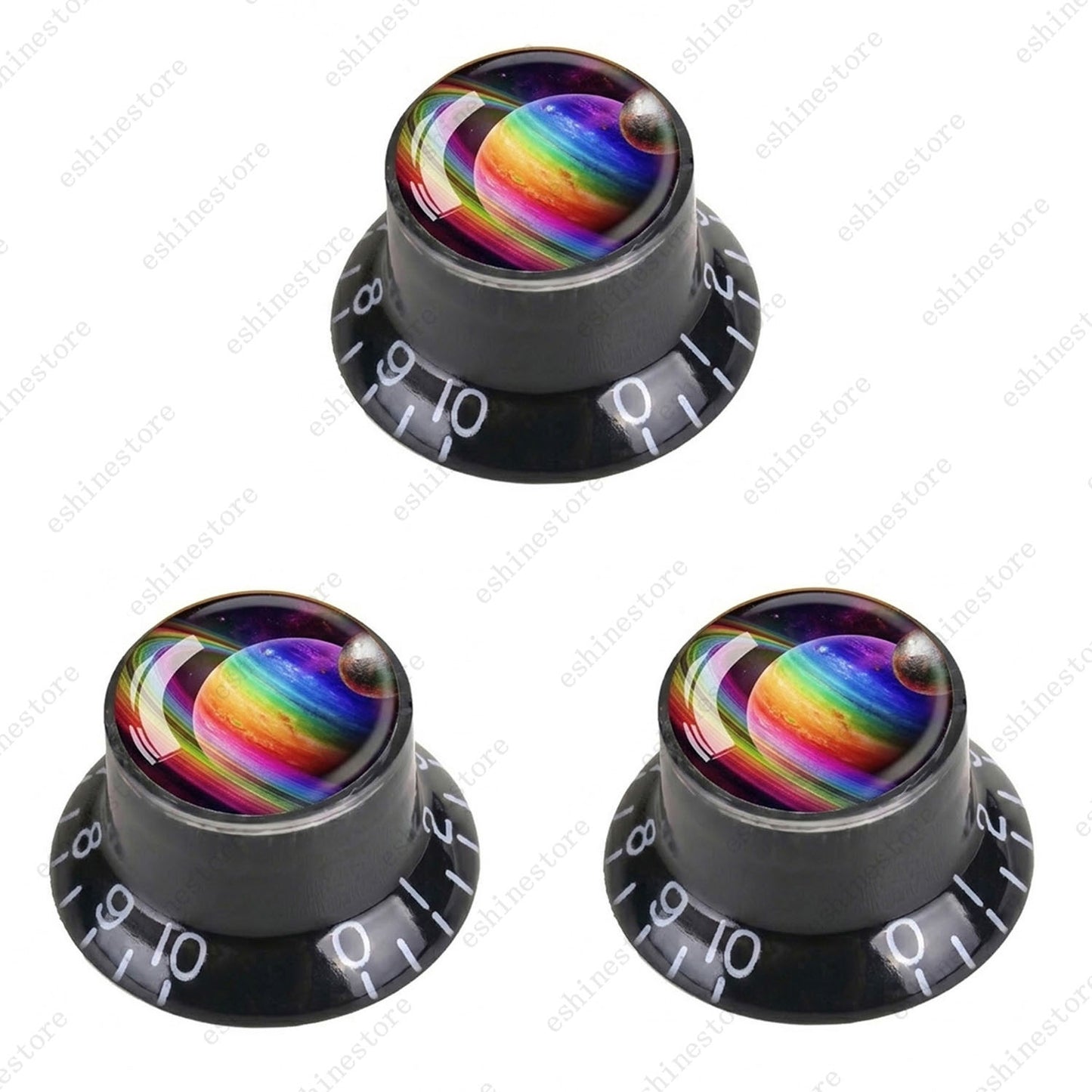 Guitar Reflector Knobs w/ Rainbow Ball Design Cap Top Hat Knobs for Les Paul SG