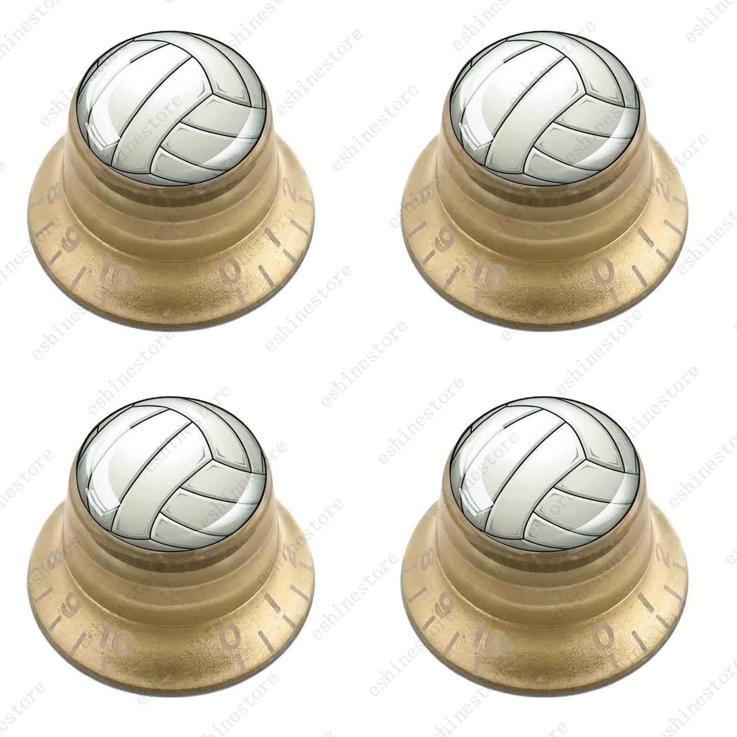 Guitar Reflector Knobs w/ Volleyball Design Cap Top Hat Knobs for Les Paul SG