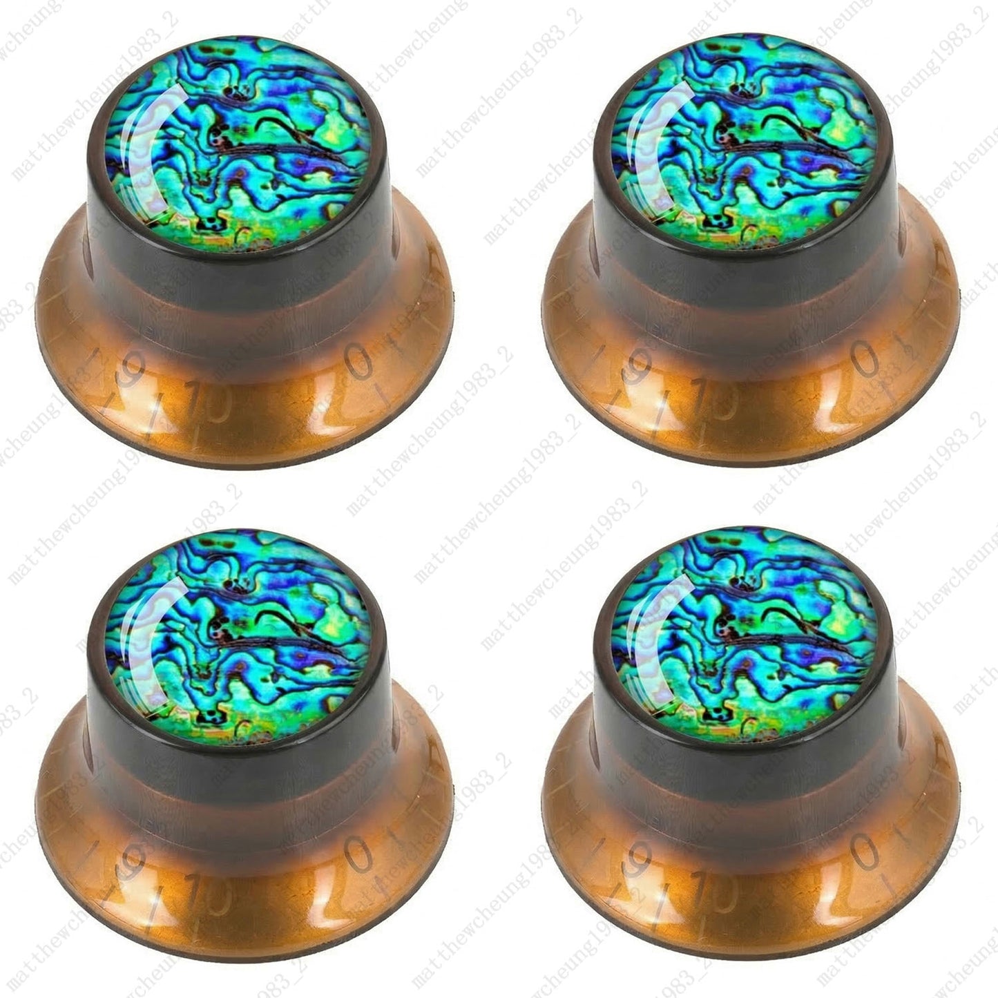 4Pcs Amber Guitar Reflector Knos For Les Paul SG -10 Seashell Pattern Options