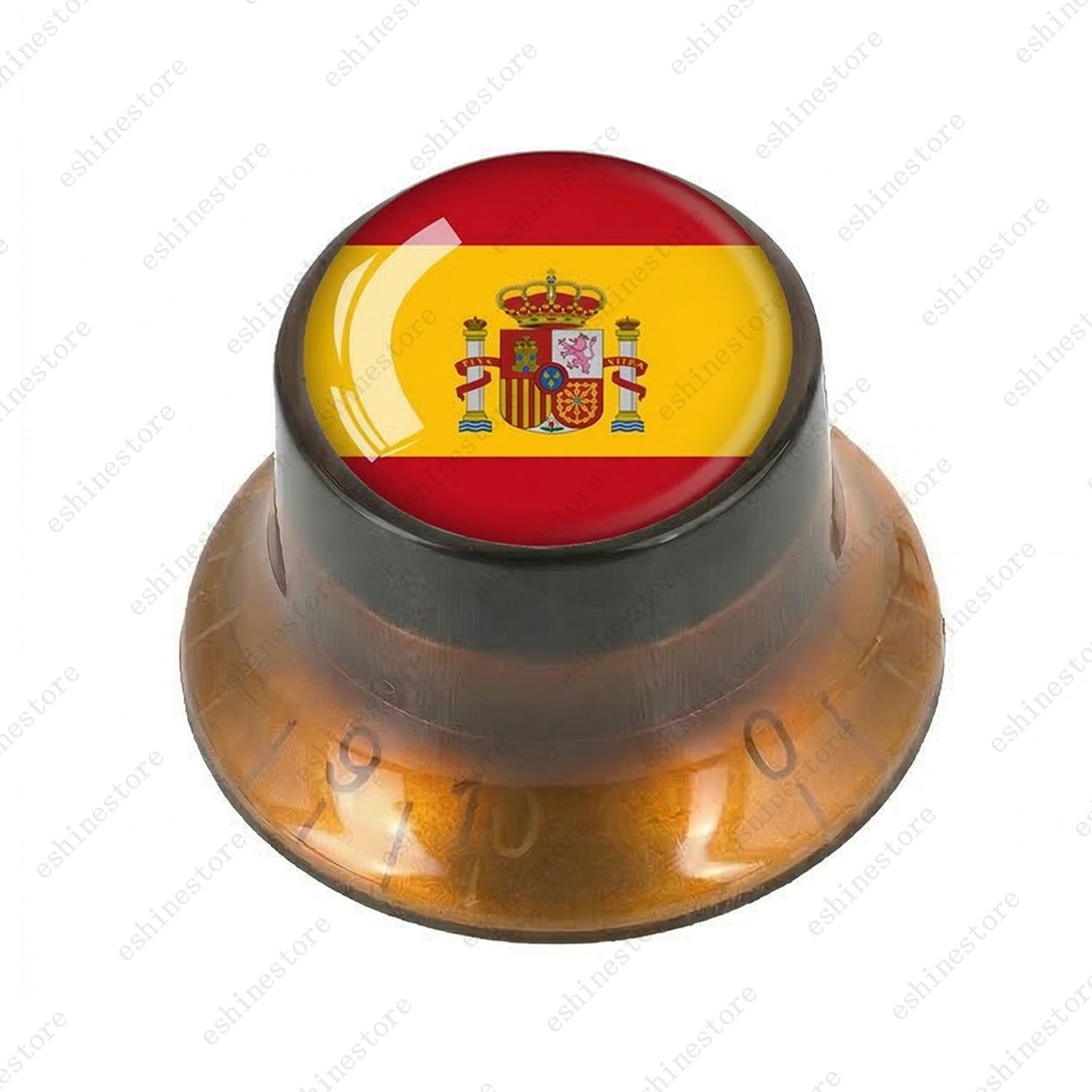 Guitar Reflector Knobs w/ Spanish Flag Design Cap Top Hat Knobs for Les Paul SG