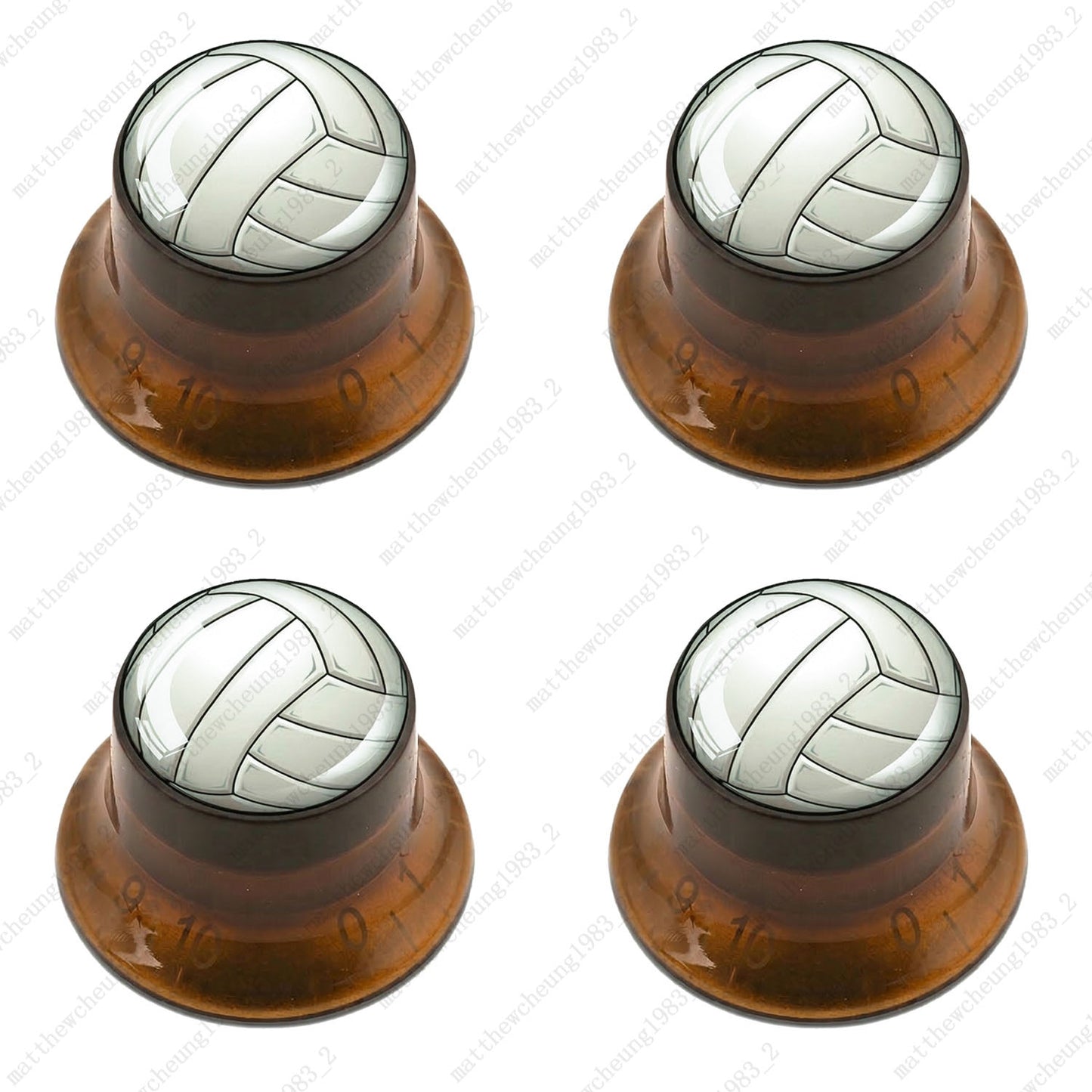 4Pcs Amber Guitar Reflector Knobs For Les Paul SG  - 10 Ball Styles Available