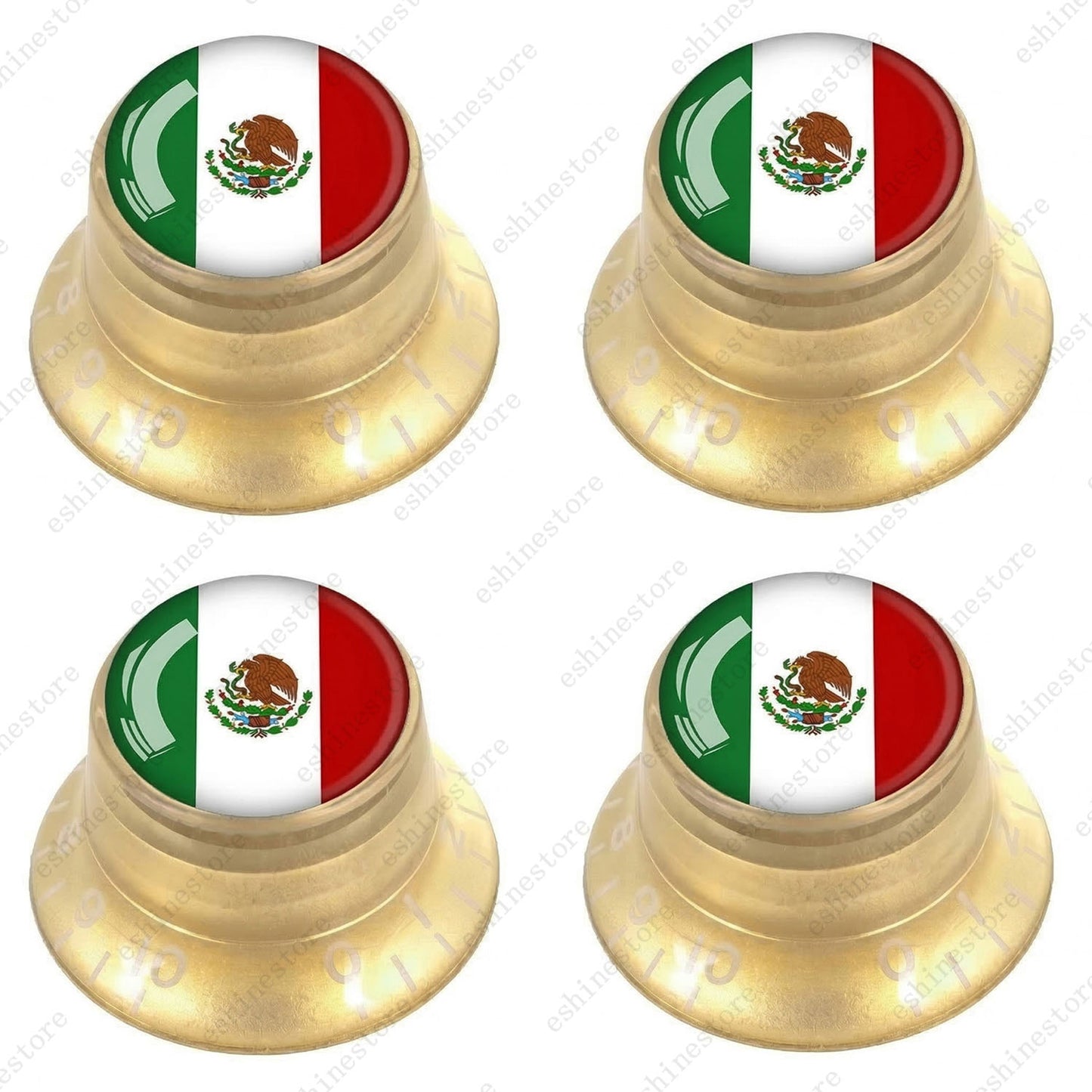 Guitar Reflector Knobs w/ Mexican Flag Design Cap Top Hat Knobs for Les Paul SG