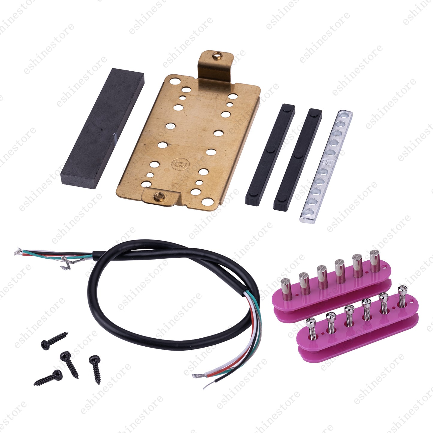 12 Color Humbucker Guitar DIY Kit Pickup Bobbin/Ceramic Bar/Cable/Baseplate