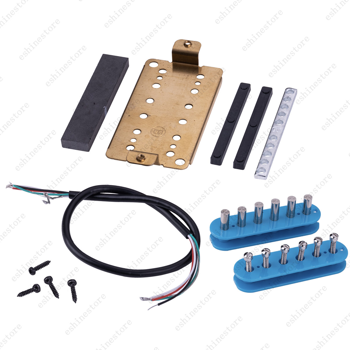 12 Color Humbucker Guitar DIY Kit Pickup Bobbin/Ceramic Bar/Cable/Baseplate