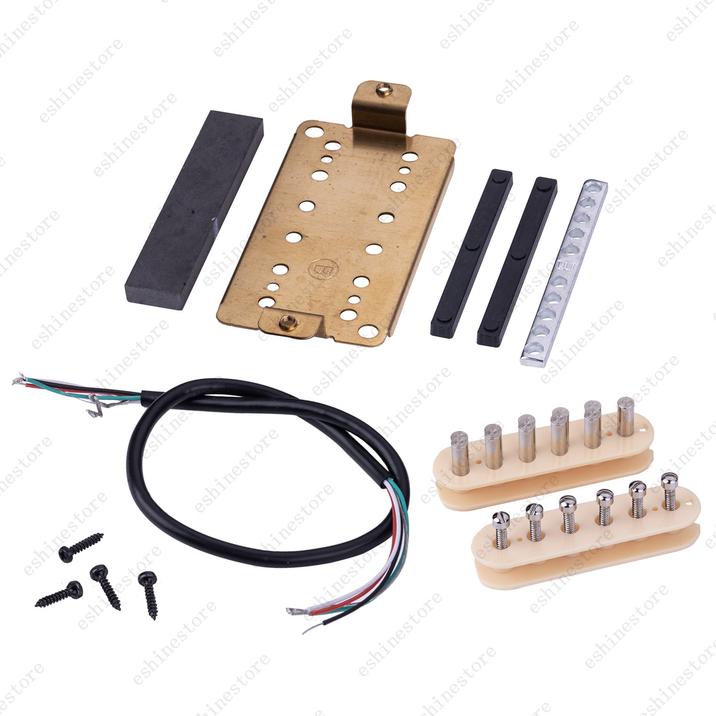12 Color Humbucker Guitar DIY Kit Pickup Bobbin/Ceramic Bar/Cable/Baseplate