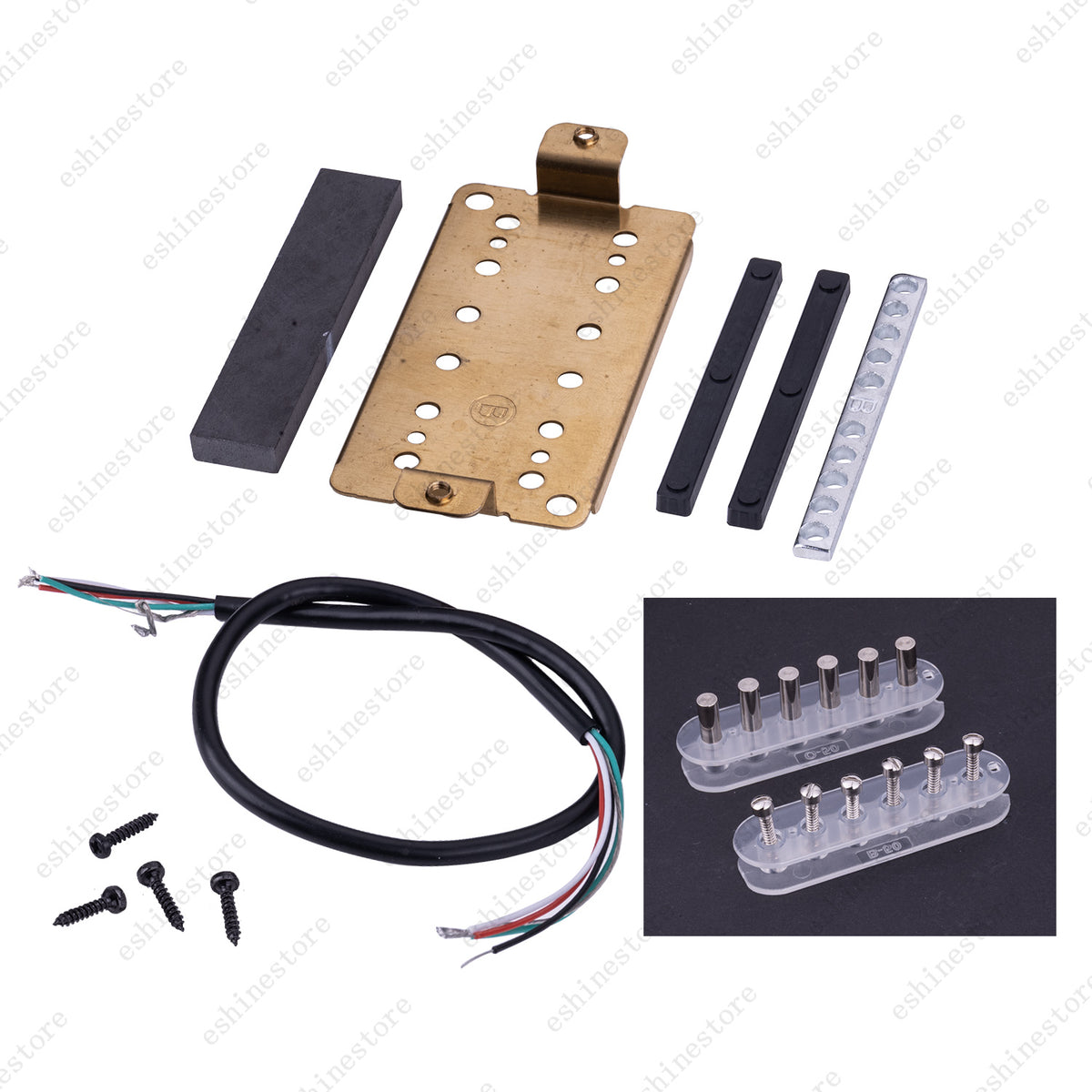12 Color Humbucker Guitar DIY Kit Pickup Bobbin/Ceramic Bar/Cable/Baseplate