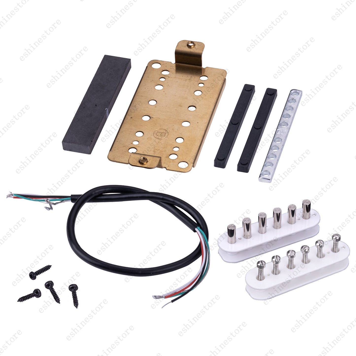 12 Color Humbucker Guitar DIY Kit Pickup Bobbin/Ceramic Bar/Cable/Baseplate