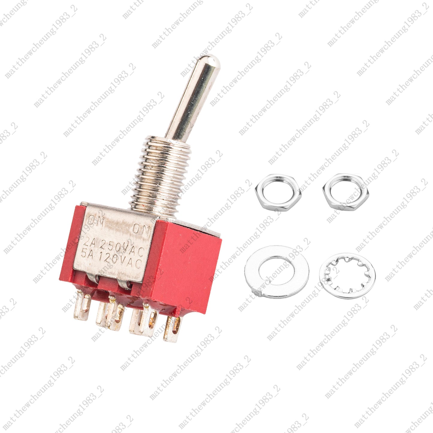 3 Pcs DPDT Red 2 Way 6 Pin ON ON Guitar Mini Toggle Switch Car/Boat Switches