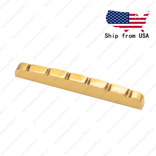 6 String Brass Guitar NUT CURVED Bottom 42mm SLOTTED FOR STRATOCASTER TELECASTER