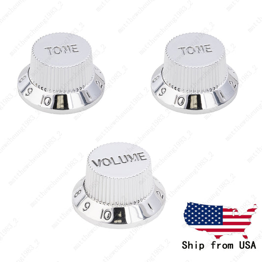 Chrome Silver ST Style Electric Guitar Knobs Volume Tone Knobs for Stratocaster